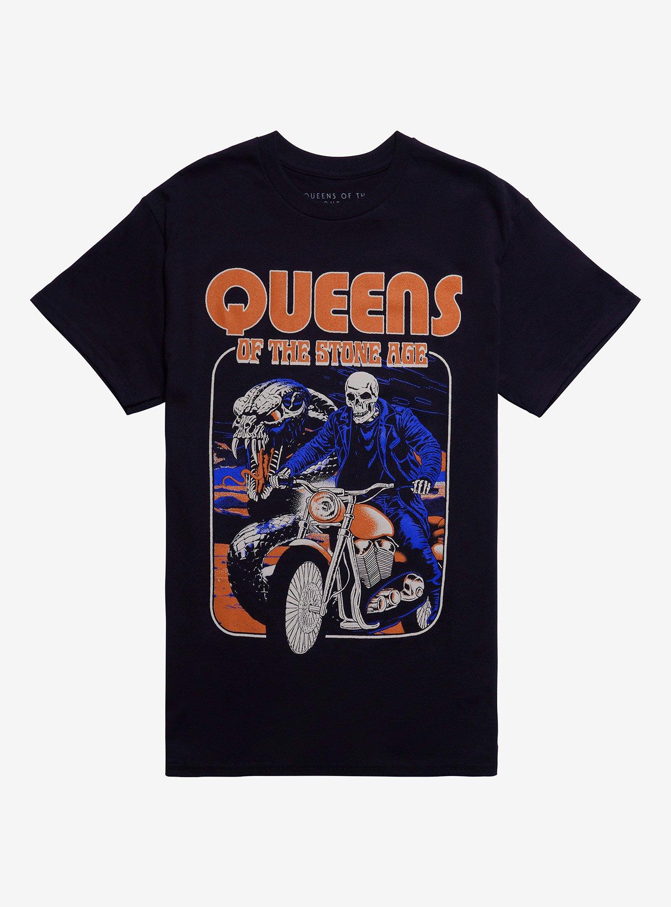 Queens Of The Stone Age Skeleton Motorcycle T-Shirt, , hi-res