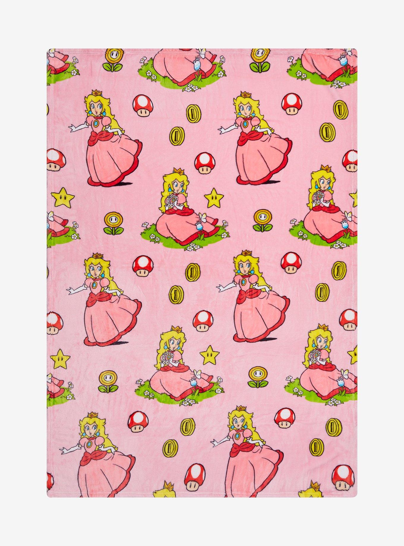 Nintendo Super Mario Bros. Princess Peach Allover Print Fleece Throw 
