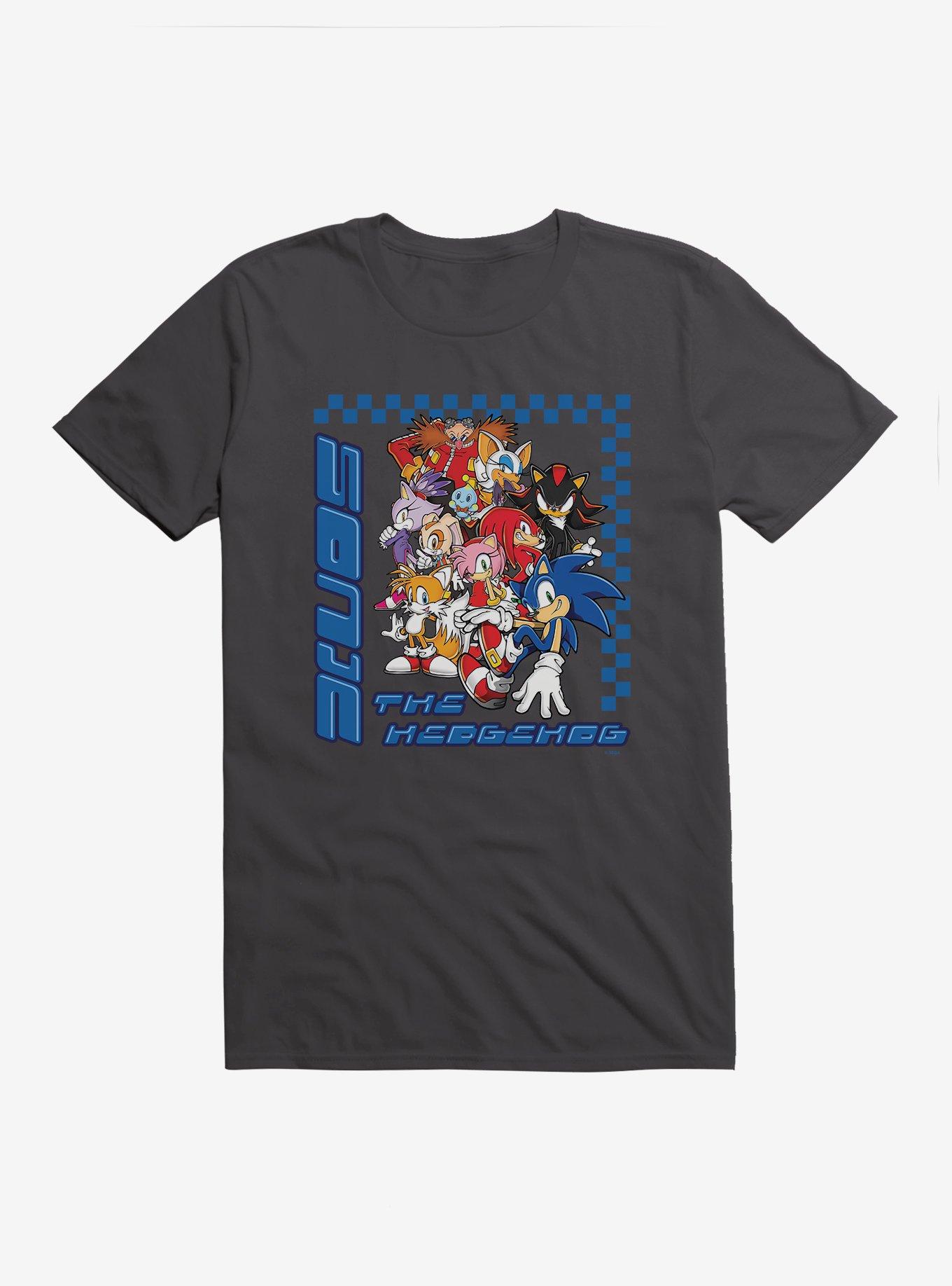 Sonic The Hedgehog Group Checkered T-Shirt, HEAVY METAL, hi-res