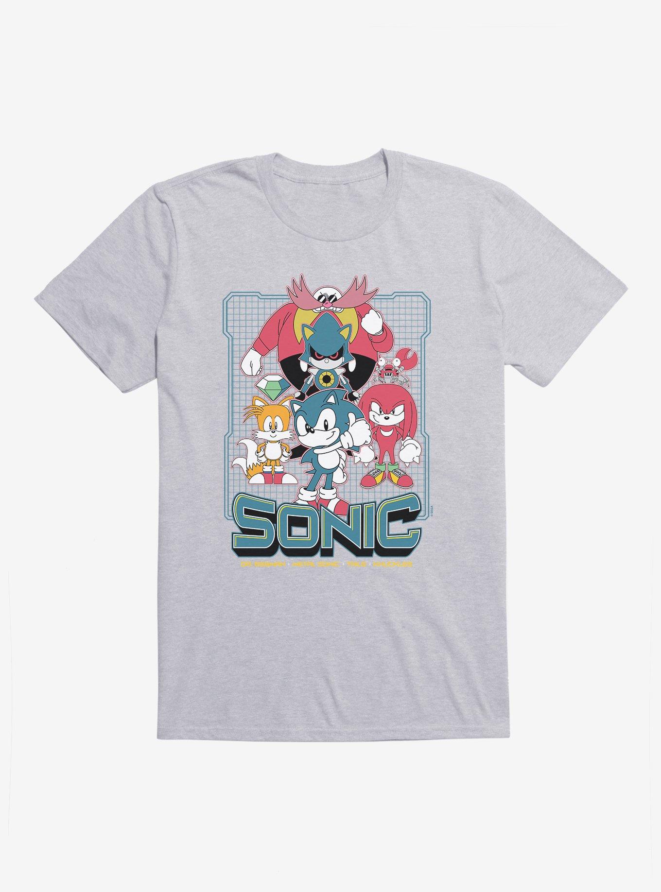 Sonic The Hedgehog Group Retro T-Shirt, HEATHER GREY, hi-res