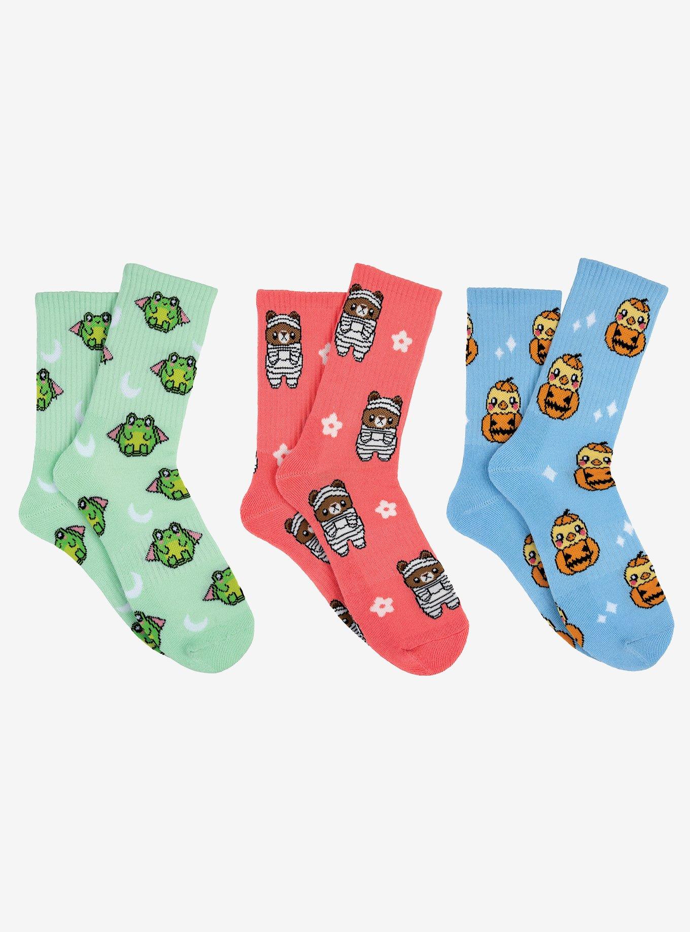 Cute Animals 3-Pair Crew Socks, , hi-res