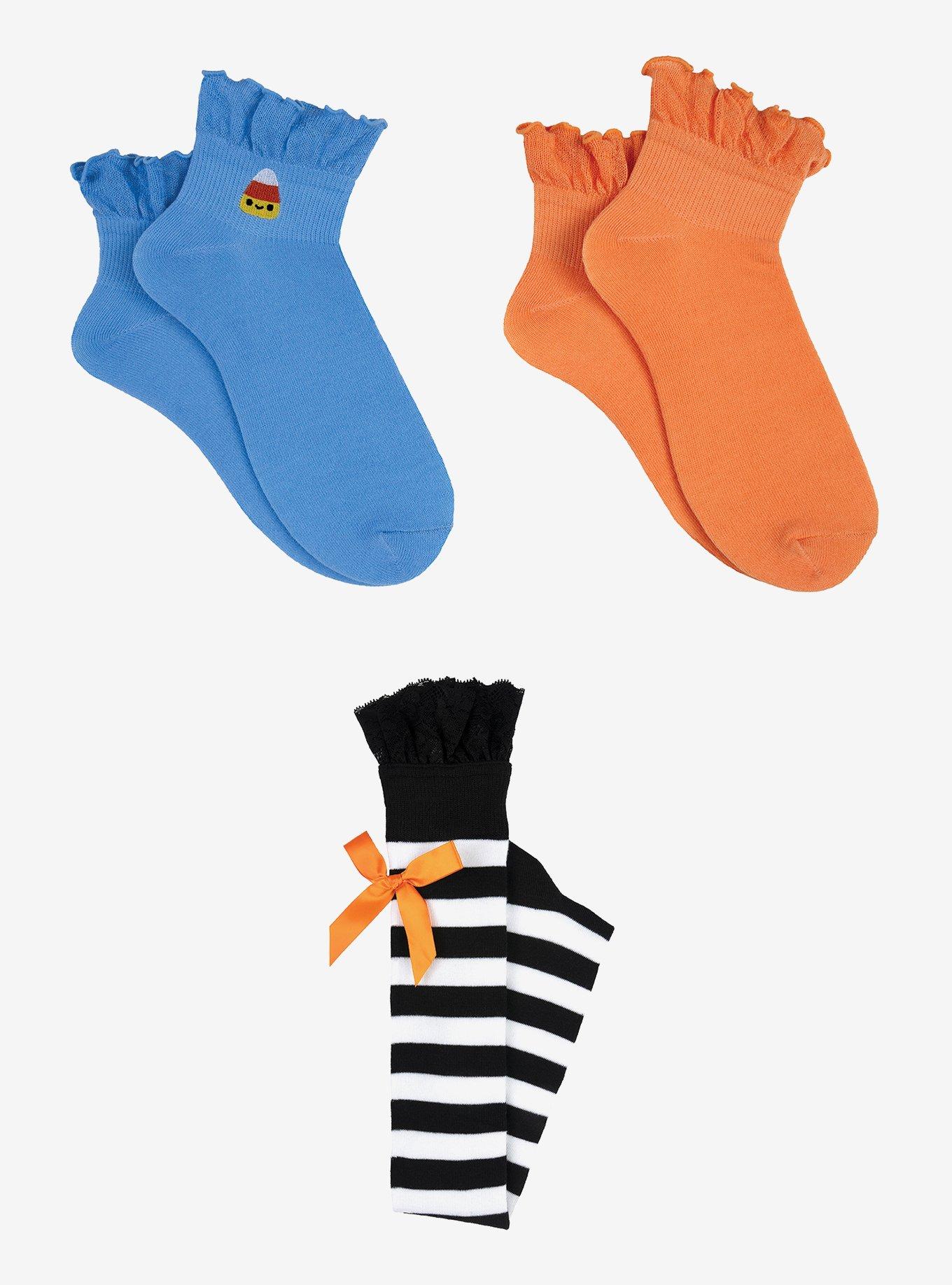 Halloween Ruffles 3-Pair Sock Bundle, , hi-res