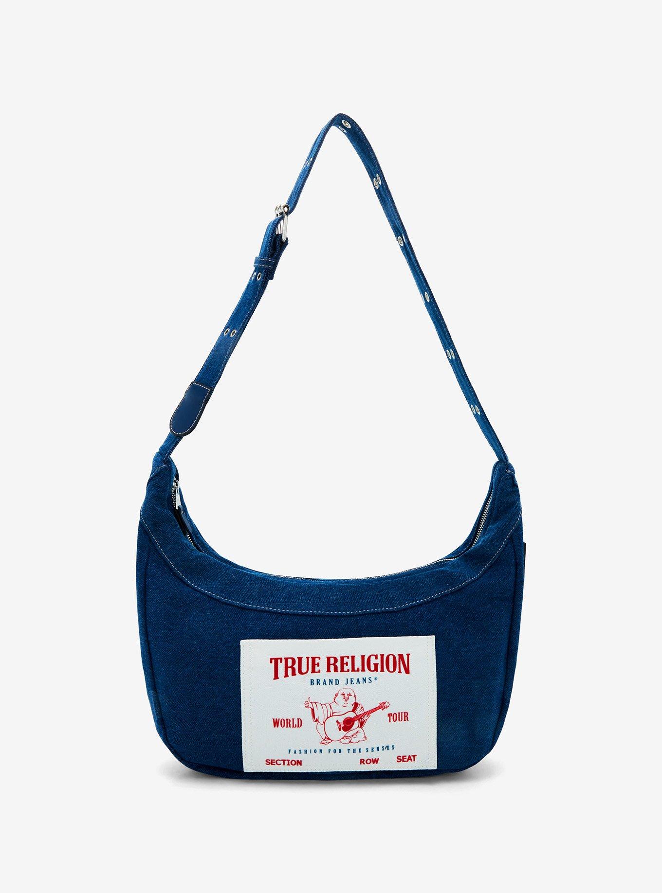 True Religion Logo Denim Hobo Bag, , hi-res
