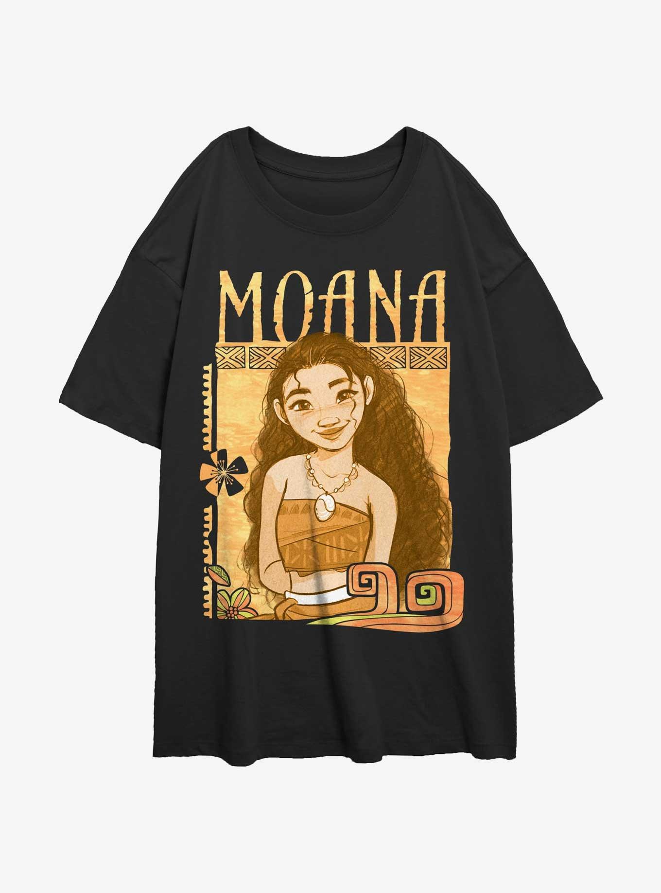 Disney Moana Smile Womens Oversized T-Shirt, BLACK, hi-res