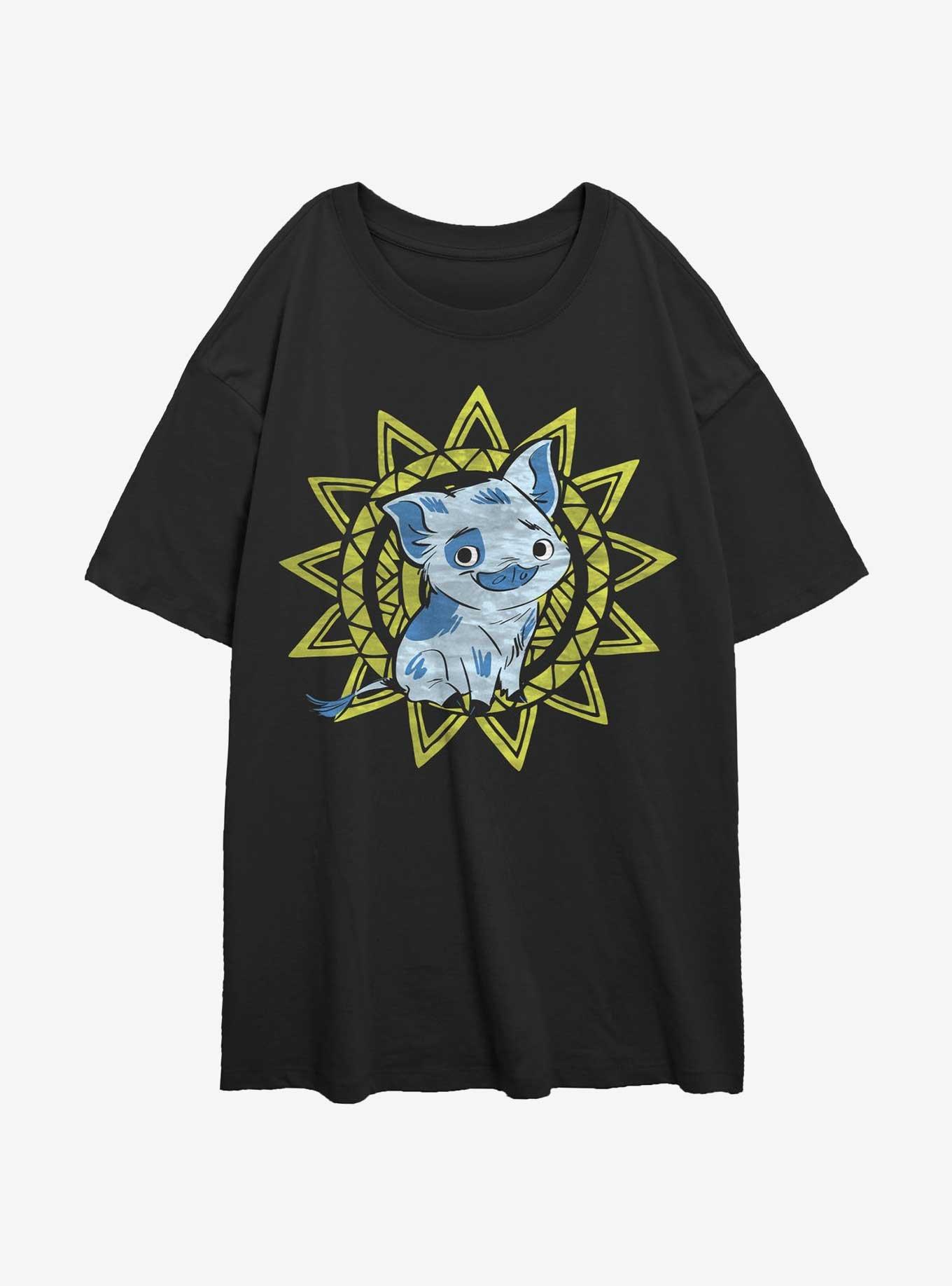 Disney Moana Sunny Pua Womens Oversized T-Shirt, BLACK, hi-res