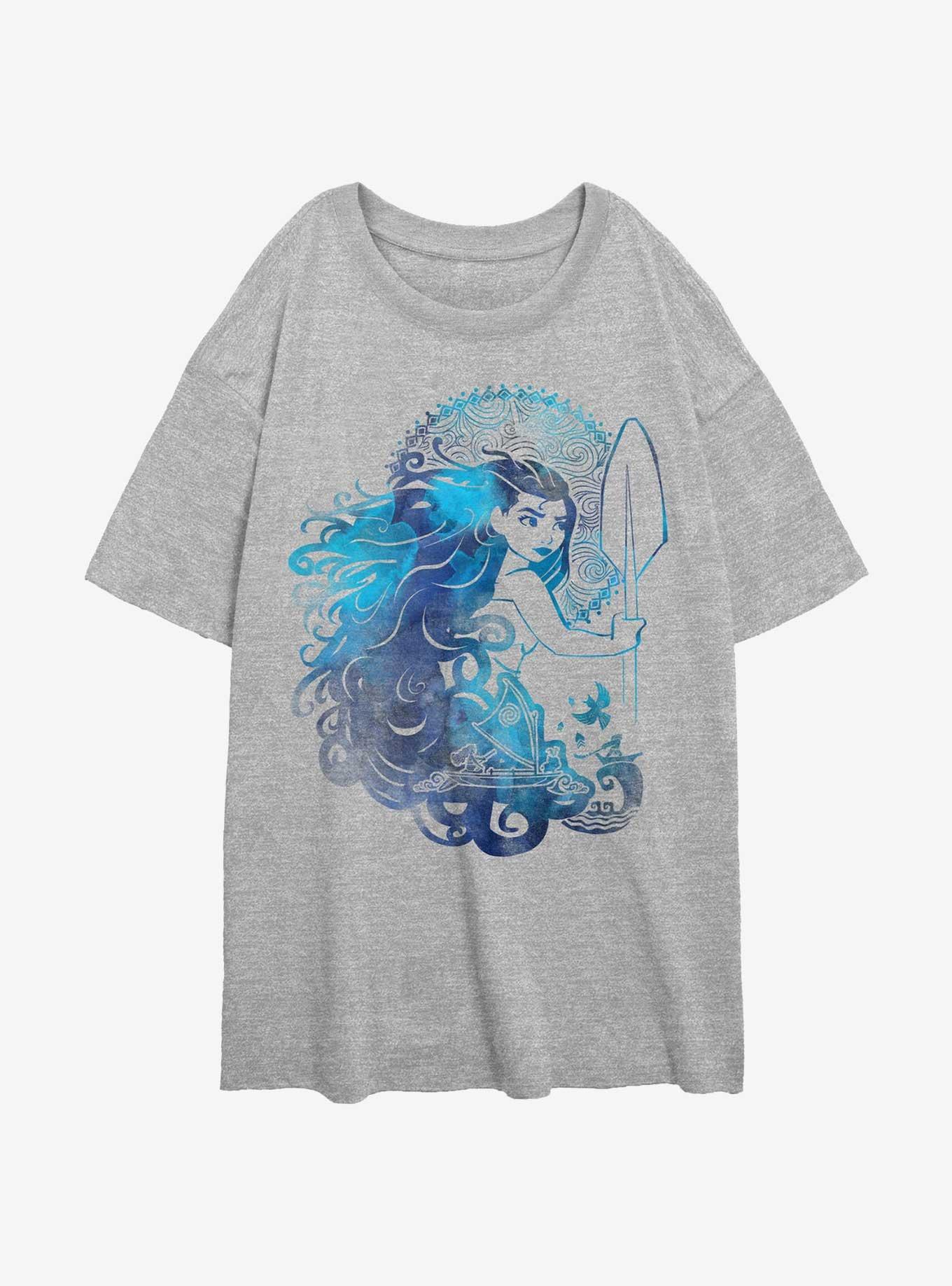 Disney Moana Hair Waves Womens Oversized T-Shirt