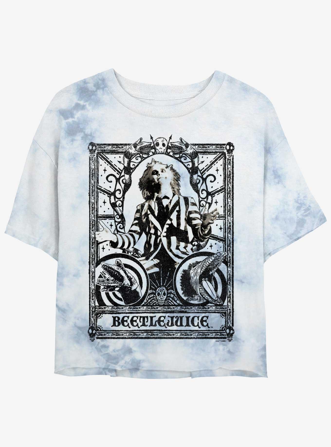 Beetlejuice Tarot Card Womens Tie-Dye Crop T-Shirt, WHITEBLUE, hi-res