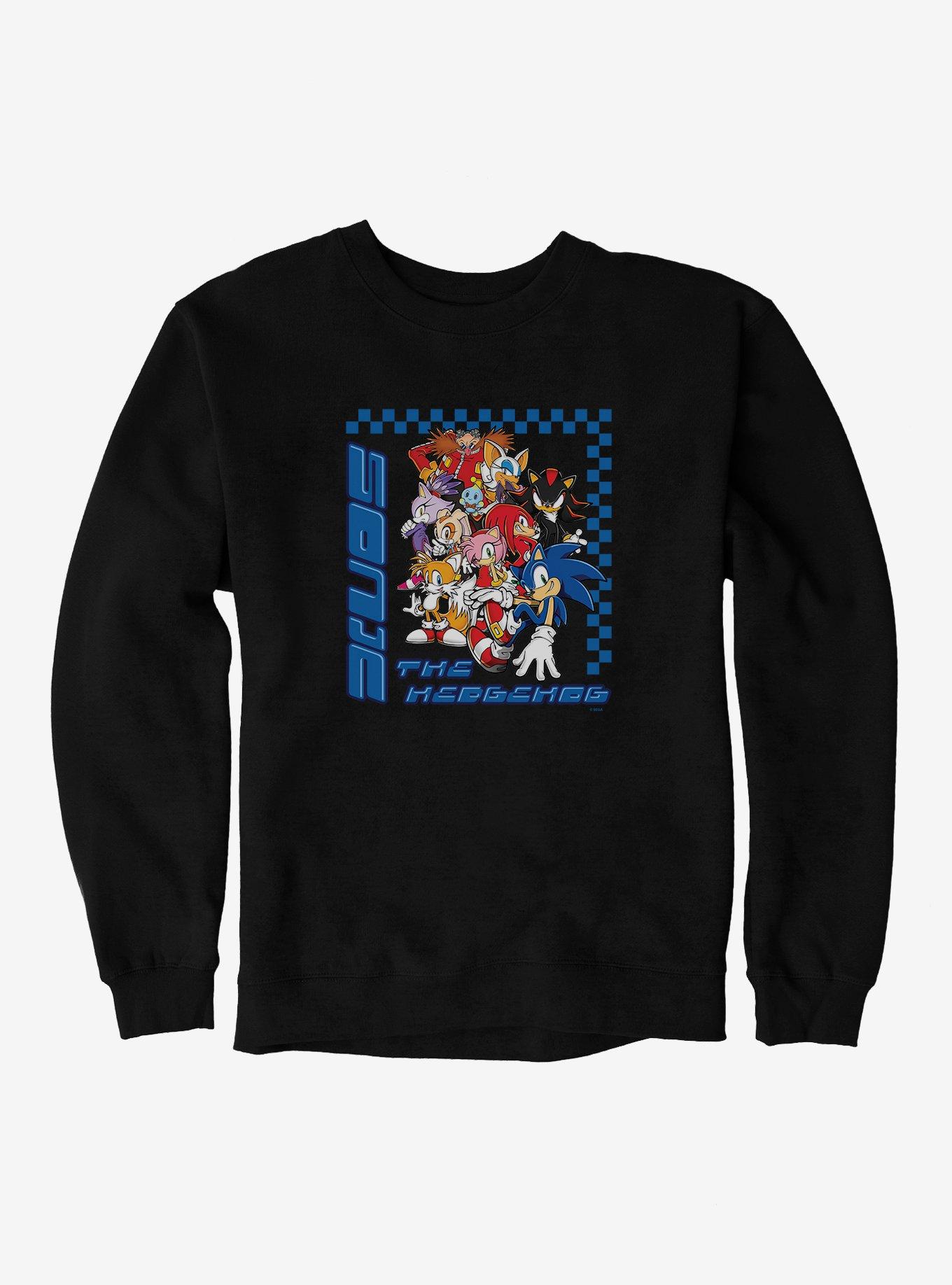 Sonic The Hedgehog Group Checkered Sweatshirt, BLACK, hi-res