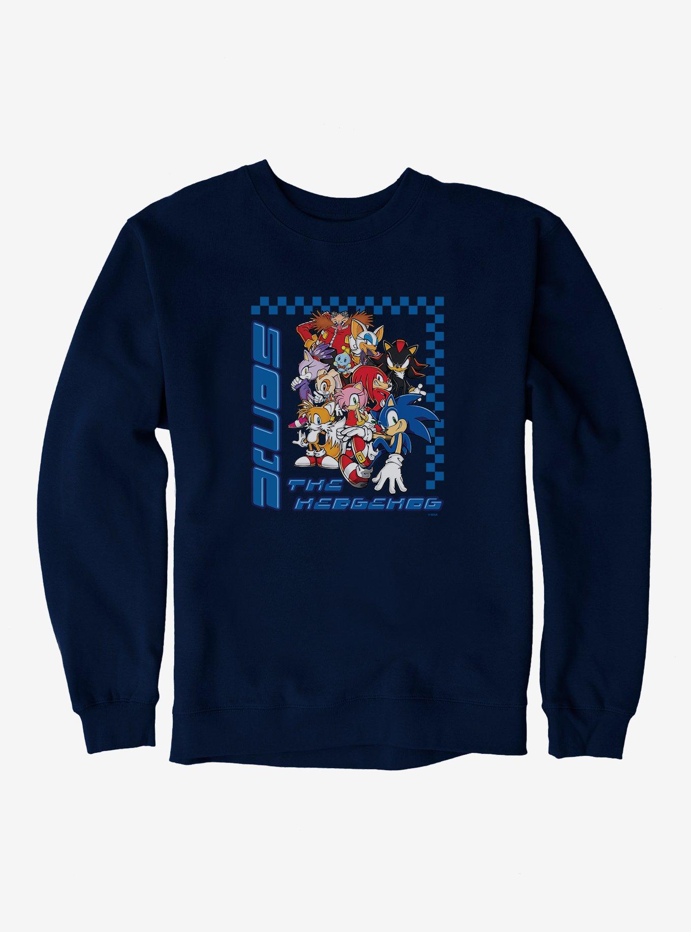 Sonic The Hedgehog Group Checkered Sweatshirt, NAVY, hi-res