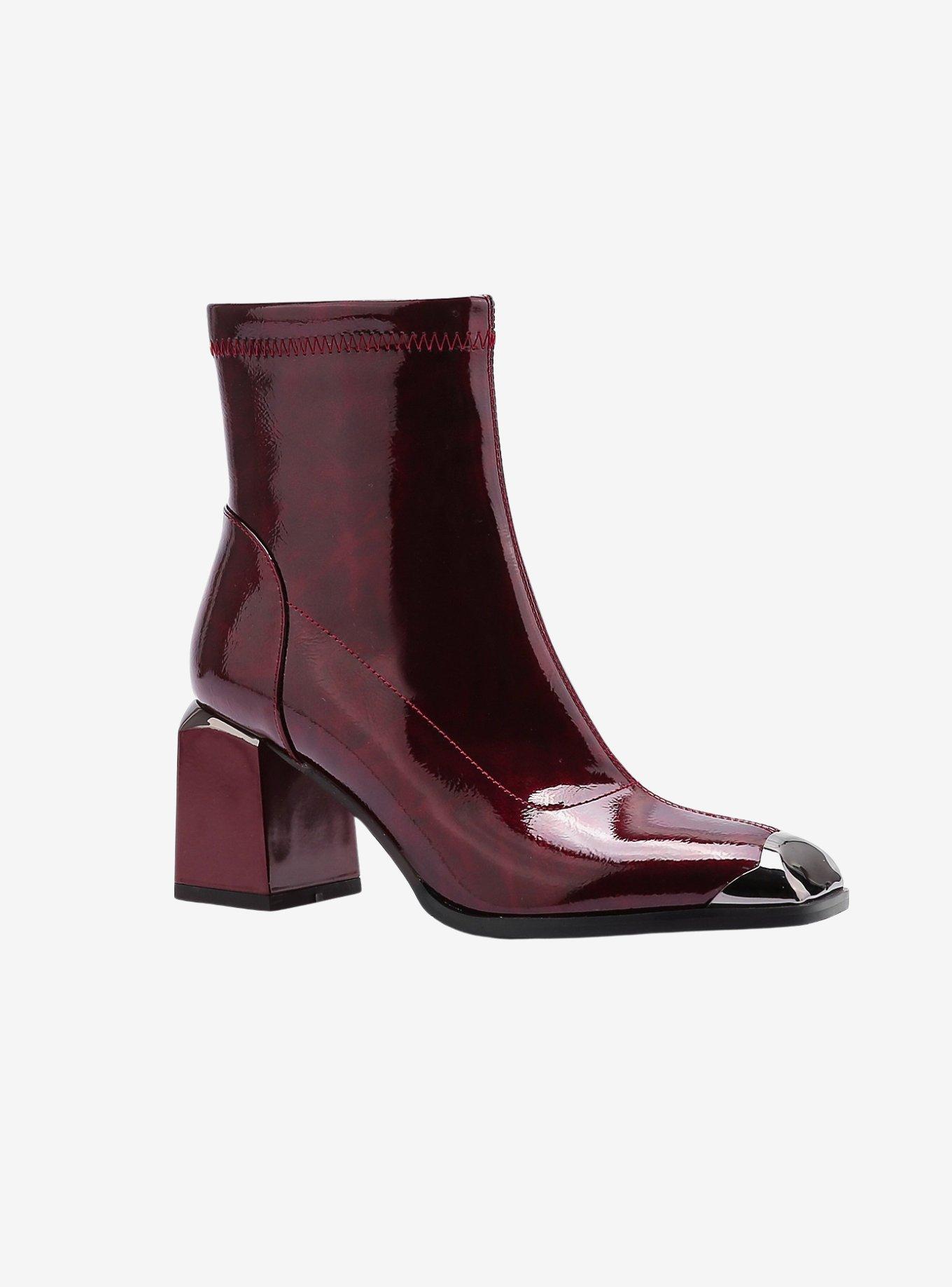 Fortune Block Metal Heel Bootie Burgundy