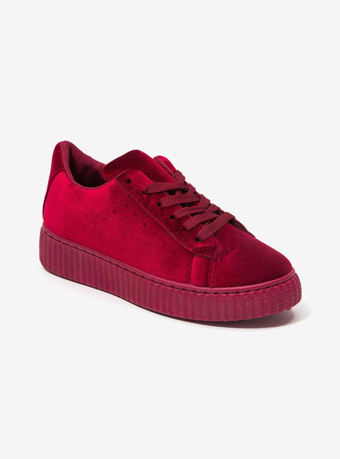 Frenzy Athletic Velvet Sneaker Wine