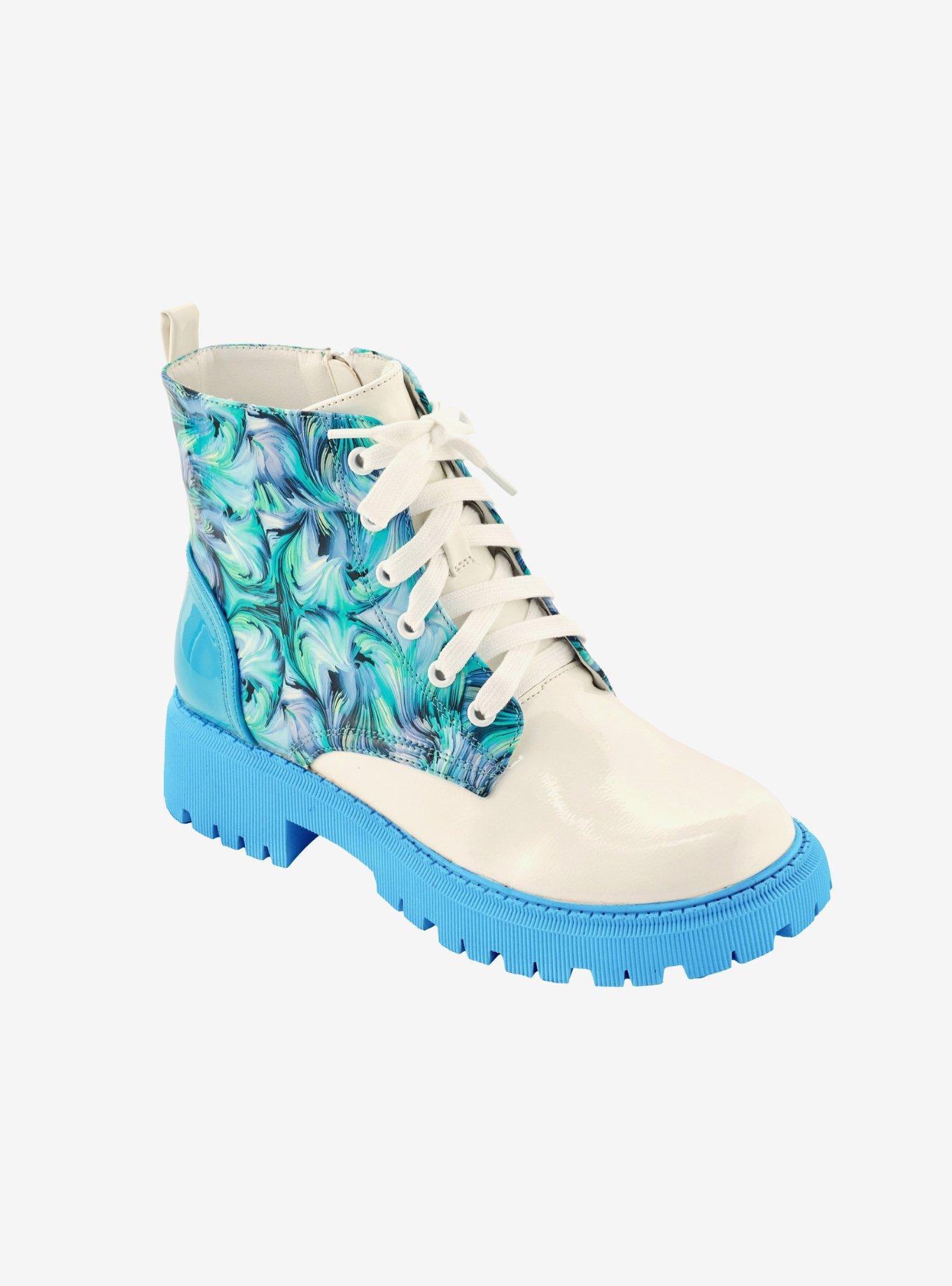 Freeway Multi Patent Lug Sole Bootie Blue