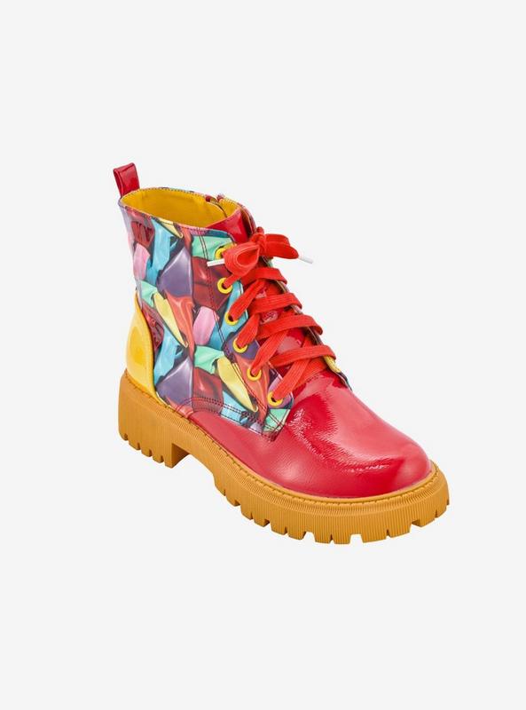 Freeway Multi Patent Lug Sole Bootie Red