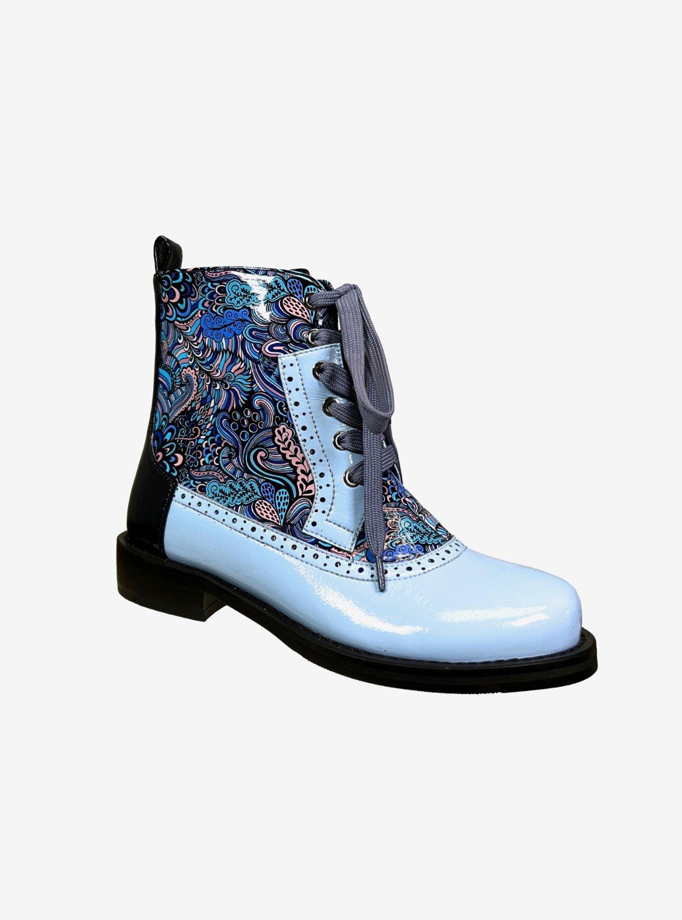 Chelsea Paisley Mixed Textures Lace Bootie Blue