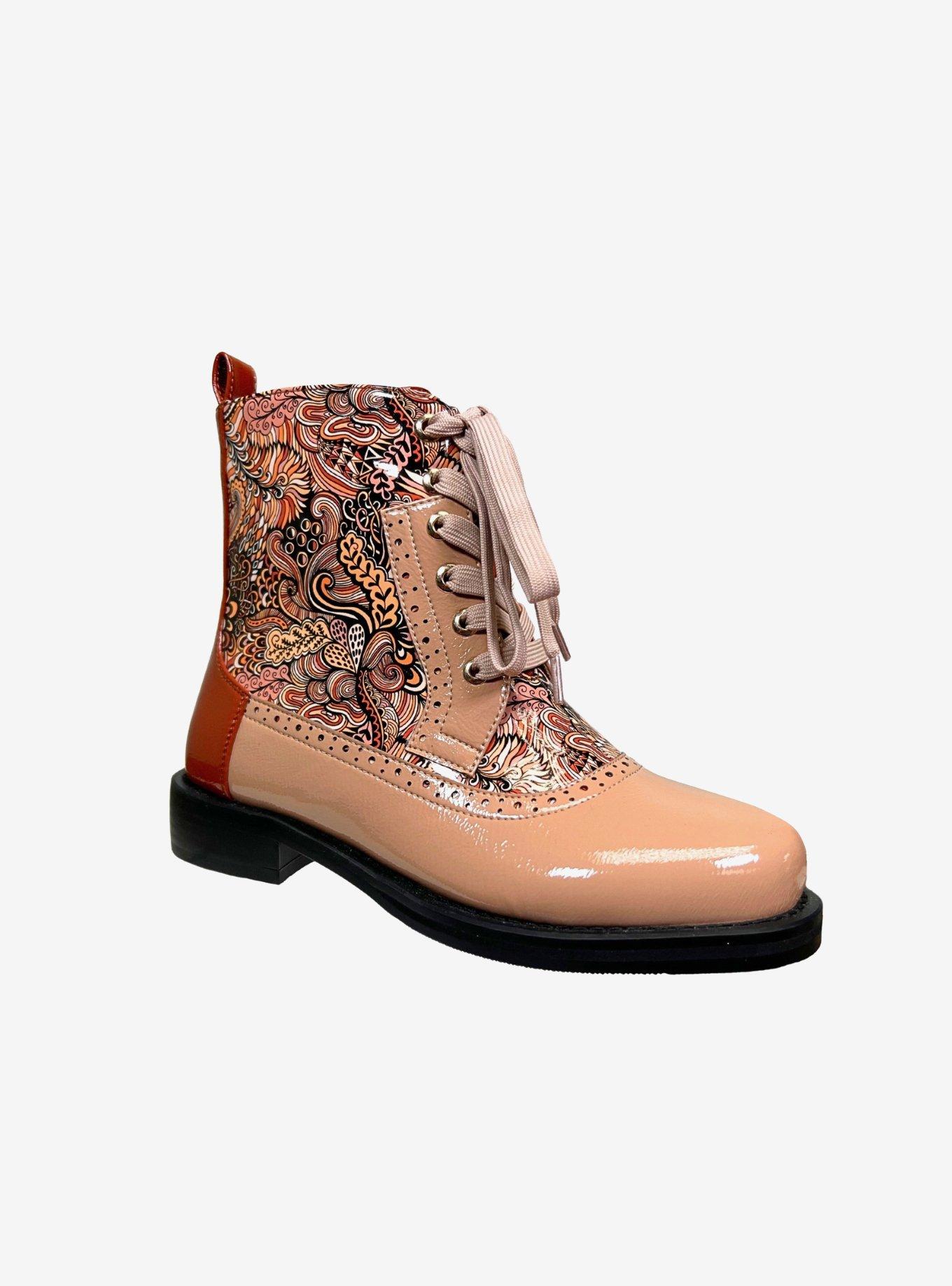 Chelsea Paisley Mixed Textures Lace Bootie Camel