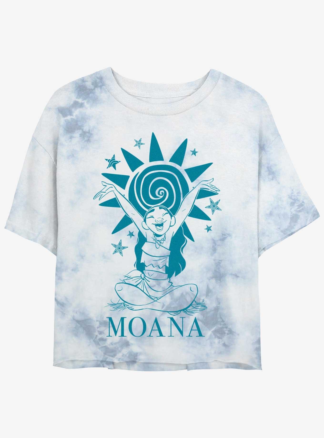 Disney Moana Sun And Stars Womens Tie-Dye Crop T-Shirt, WHITEBLUE, hi-res