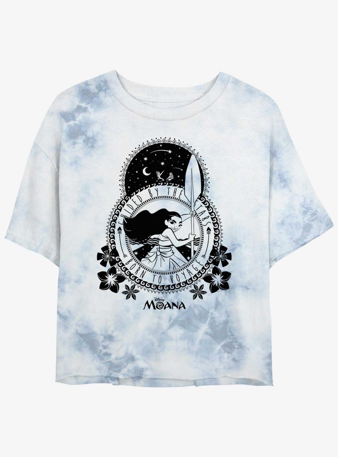 Disney Moana Guided By The Stars Womens Tie-Dye Crop T-Shirt, WHITEBLUE, hi-res