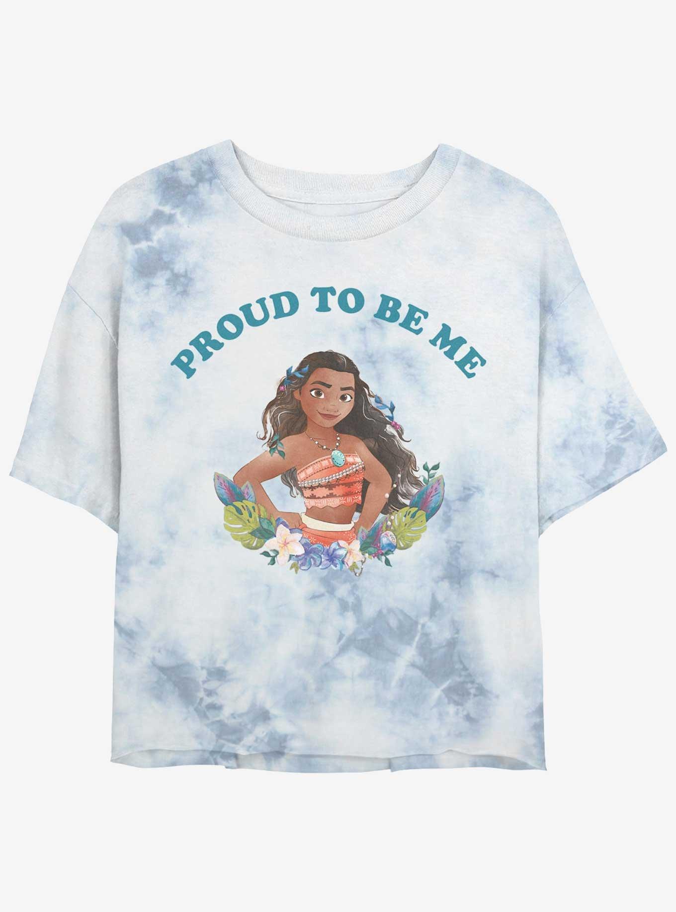 Disney Moana Proud To Be Me Womens Tie-Dye Crop T-Shirt, WHITEBLUE, hi-res