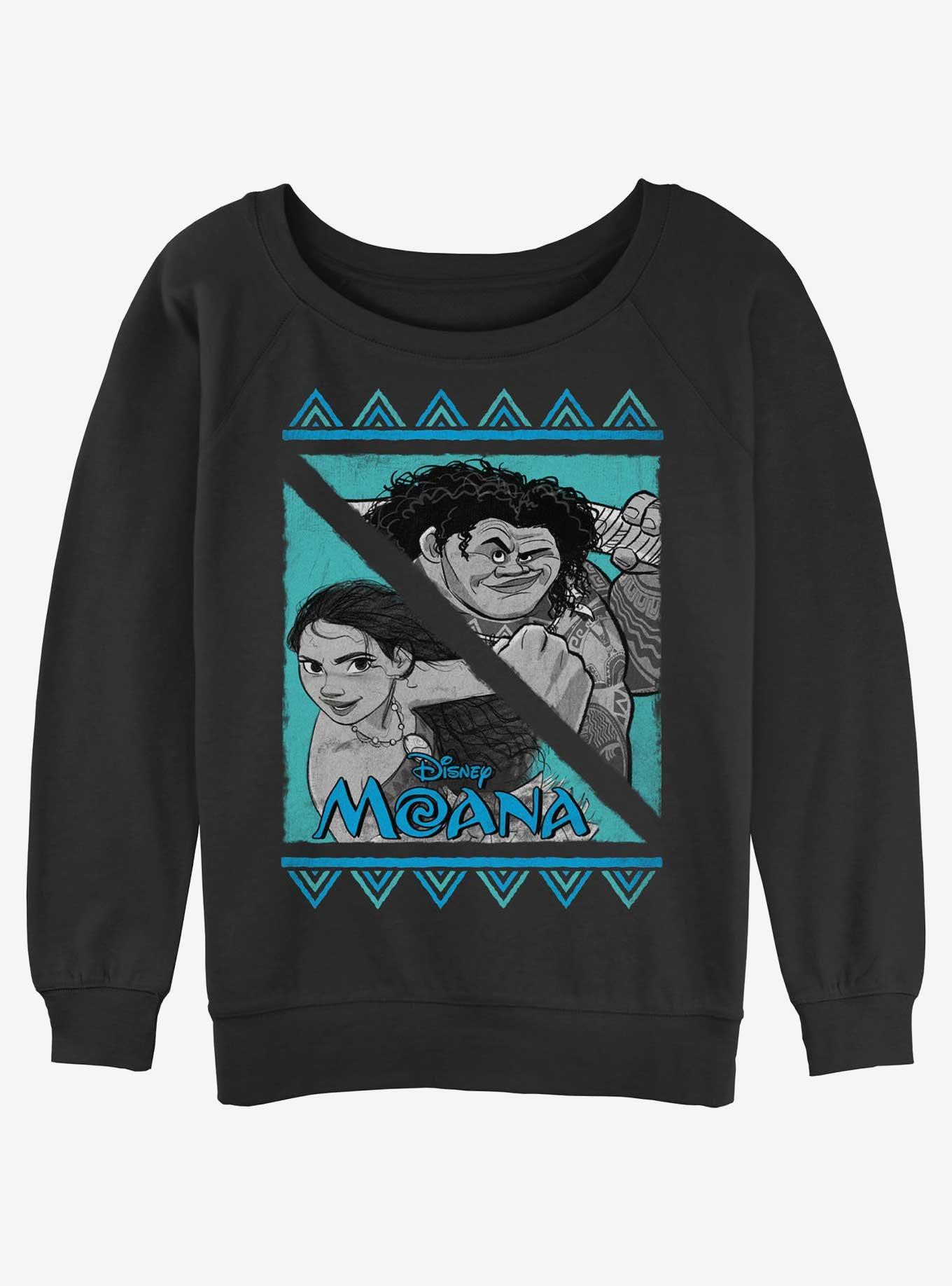 Disney Moana With Maui Womens Slouchy Sweatshirt, BLACK, hi-res