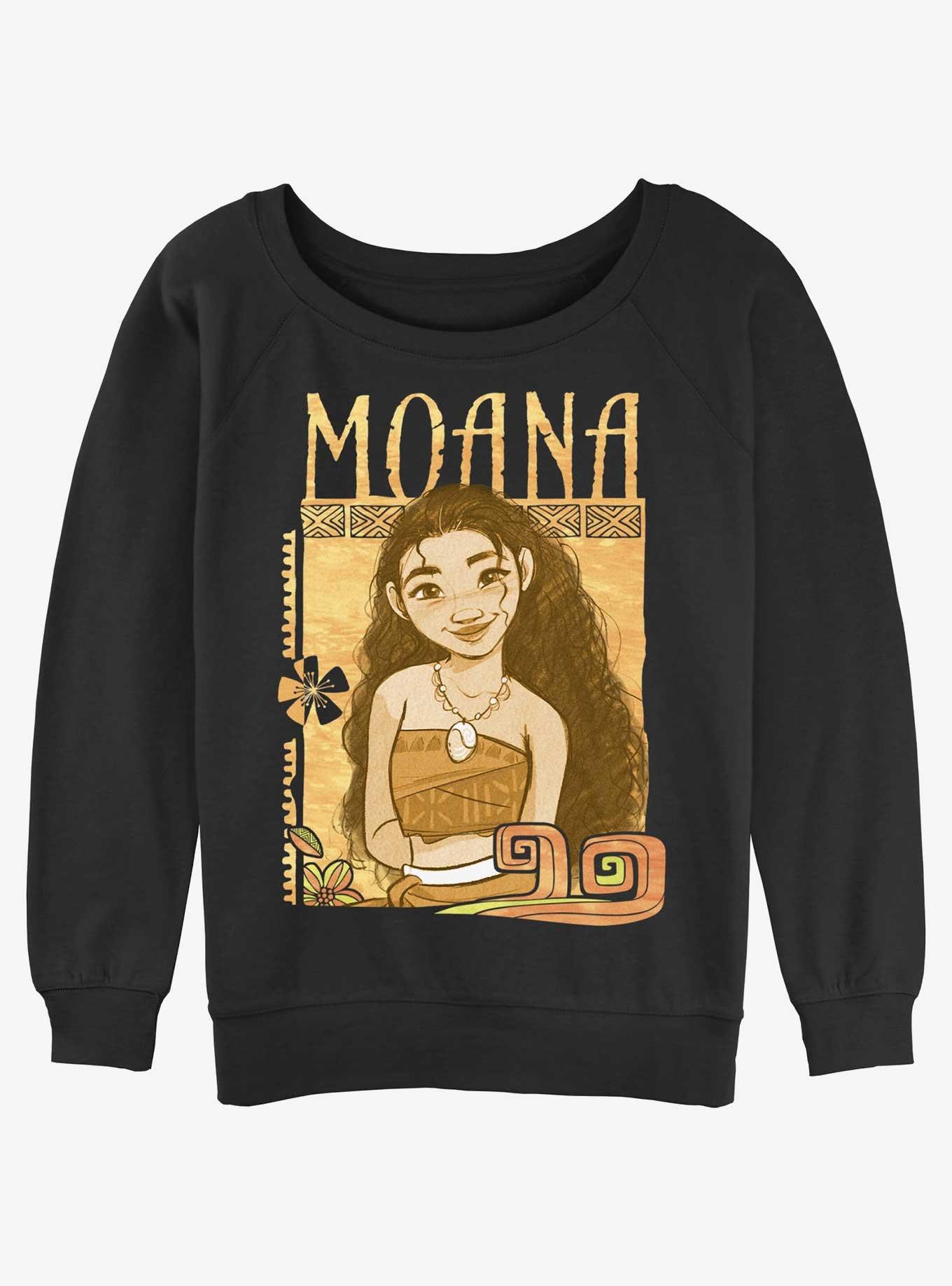 Disney Moana Smile Womens Slouchy Sweatshirt, BLACK, hi-res