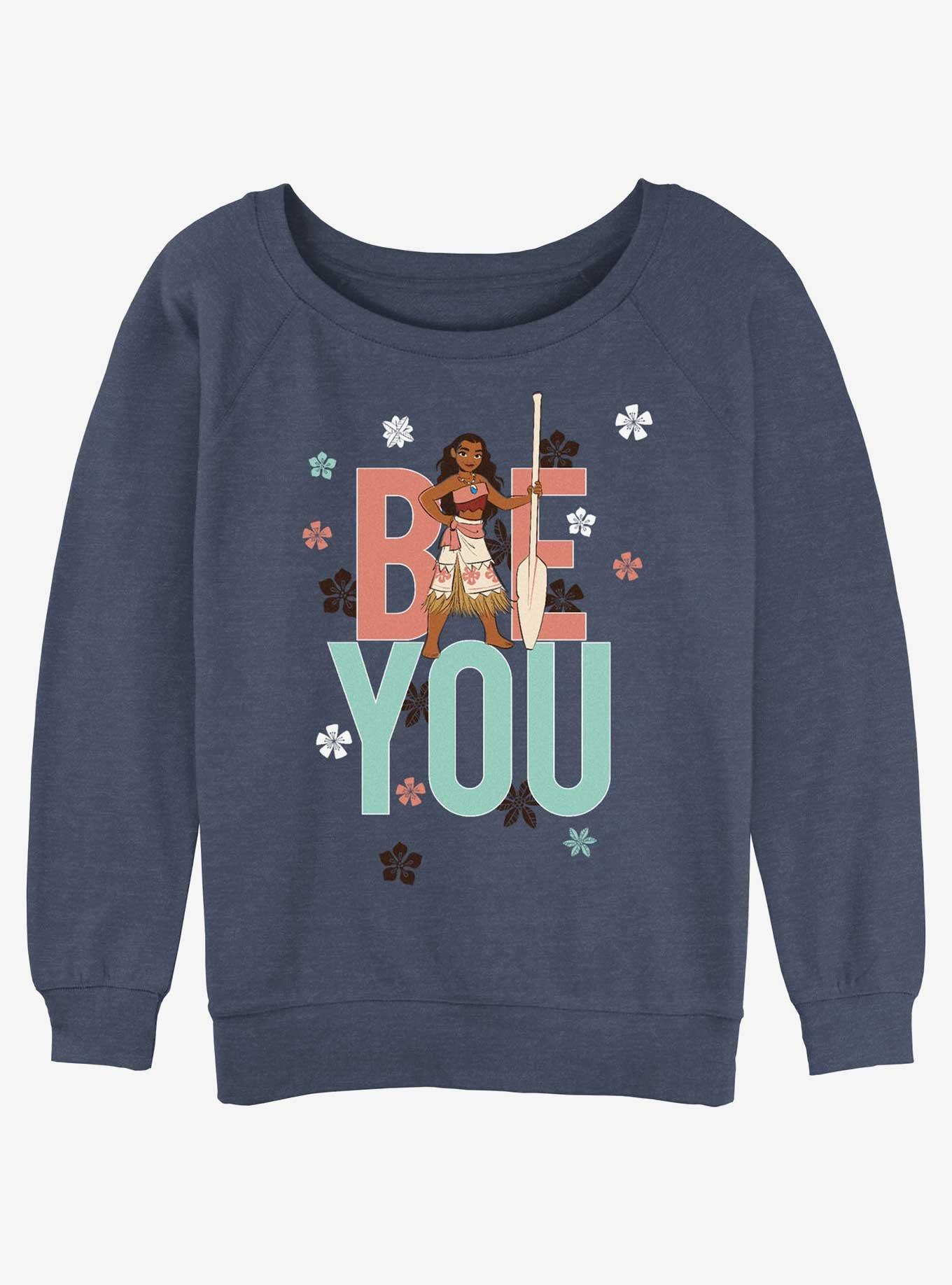 Disney Moana Be You Womens Slouchy Sweatshirt, BLUEHTR, hi-res