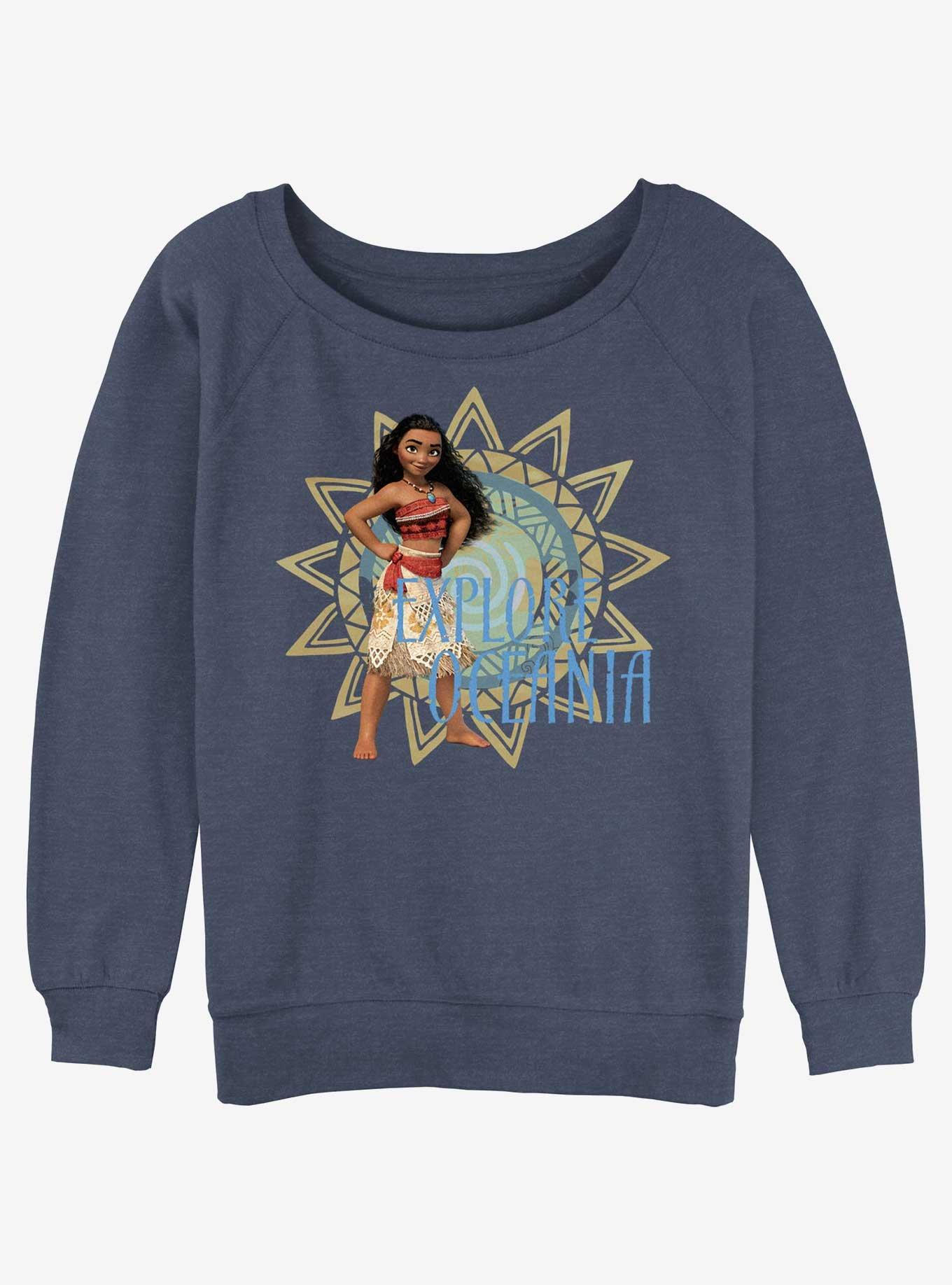 Disney Moana Explore Oceania Womens Slouchy Sweatshirt, BLUEHTR, hi-res