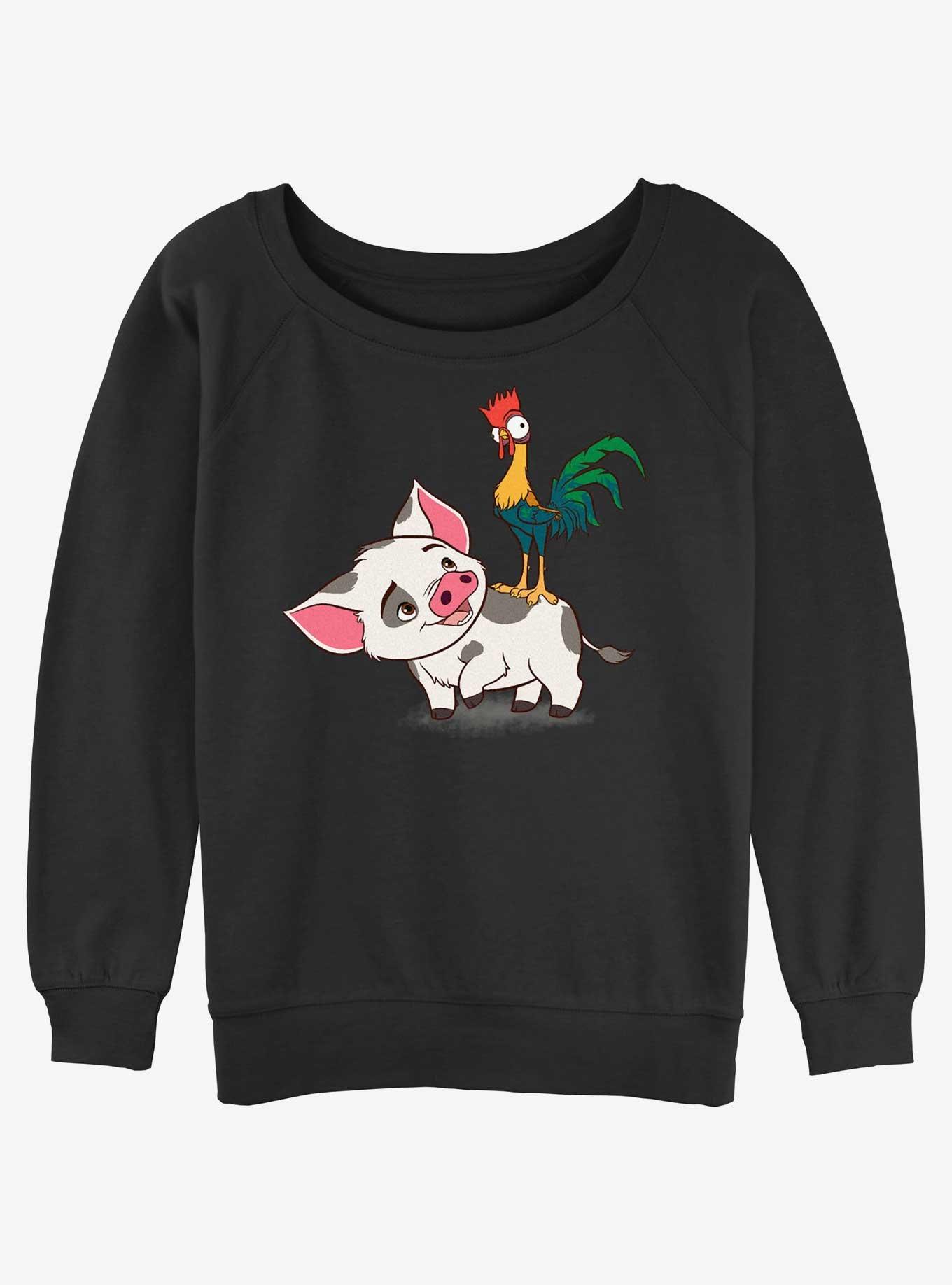 Disney Moana Hei Hei & Pua Womens Slouchy Sweatshirt, BLACK, hi-res