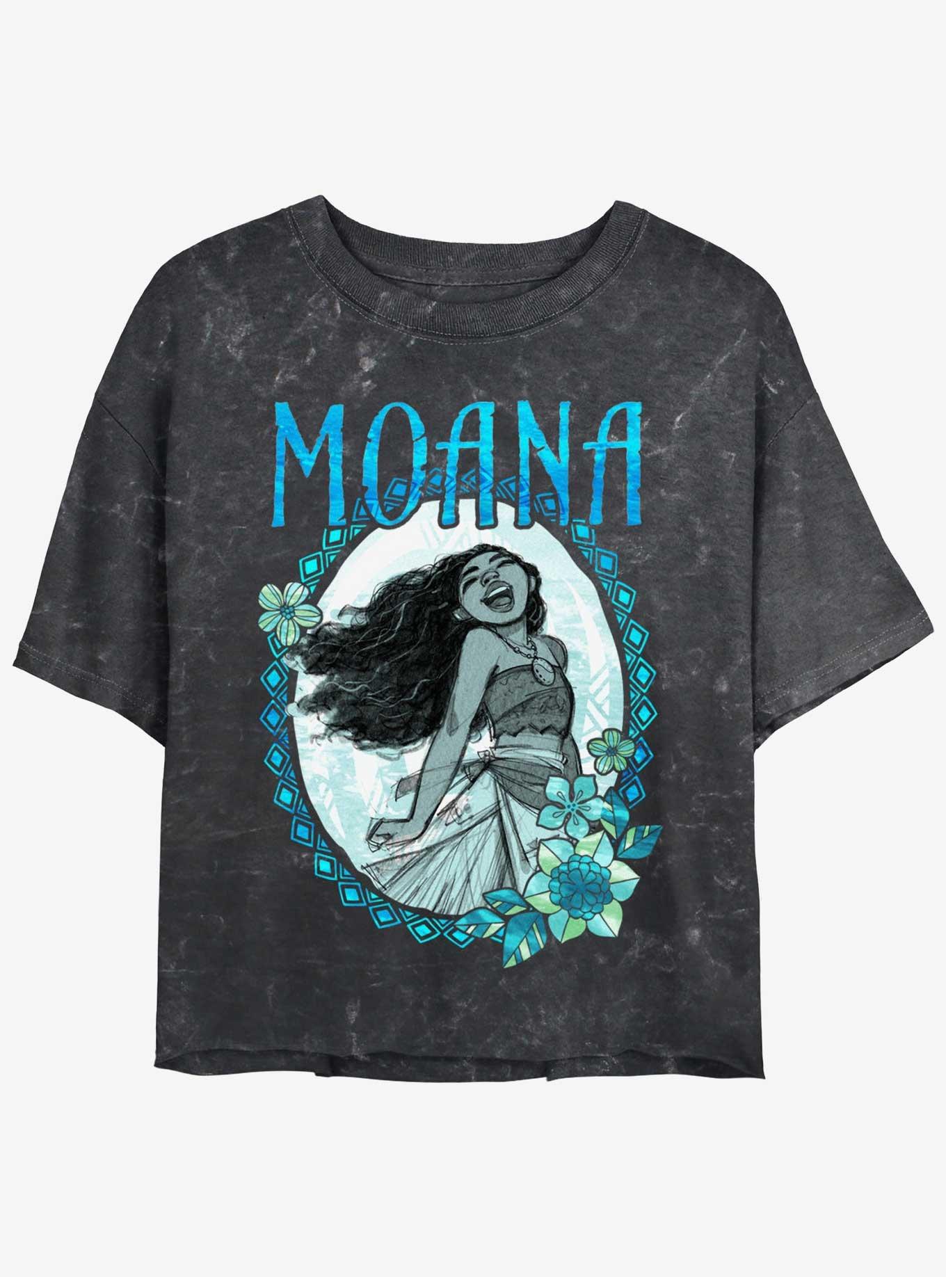 Disney Moana Wreath Circle Womens Mineral Wash Crop T-Shirt, , hi-res