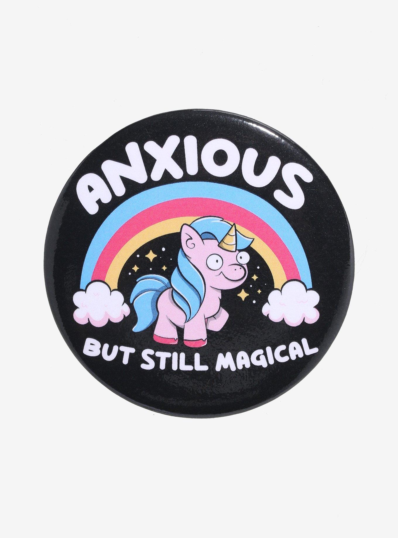 Anxious Unicorn 3 Inch Button, , hi-res