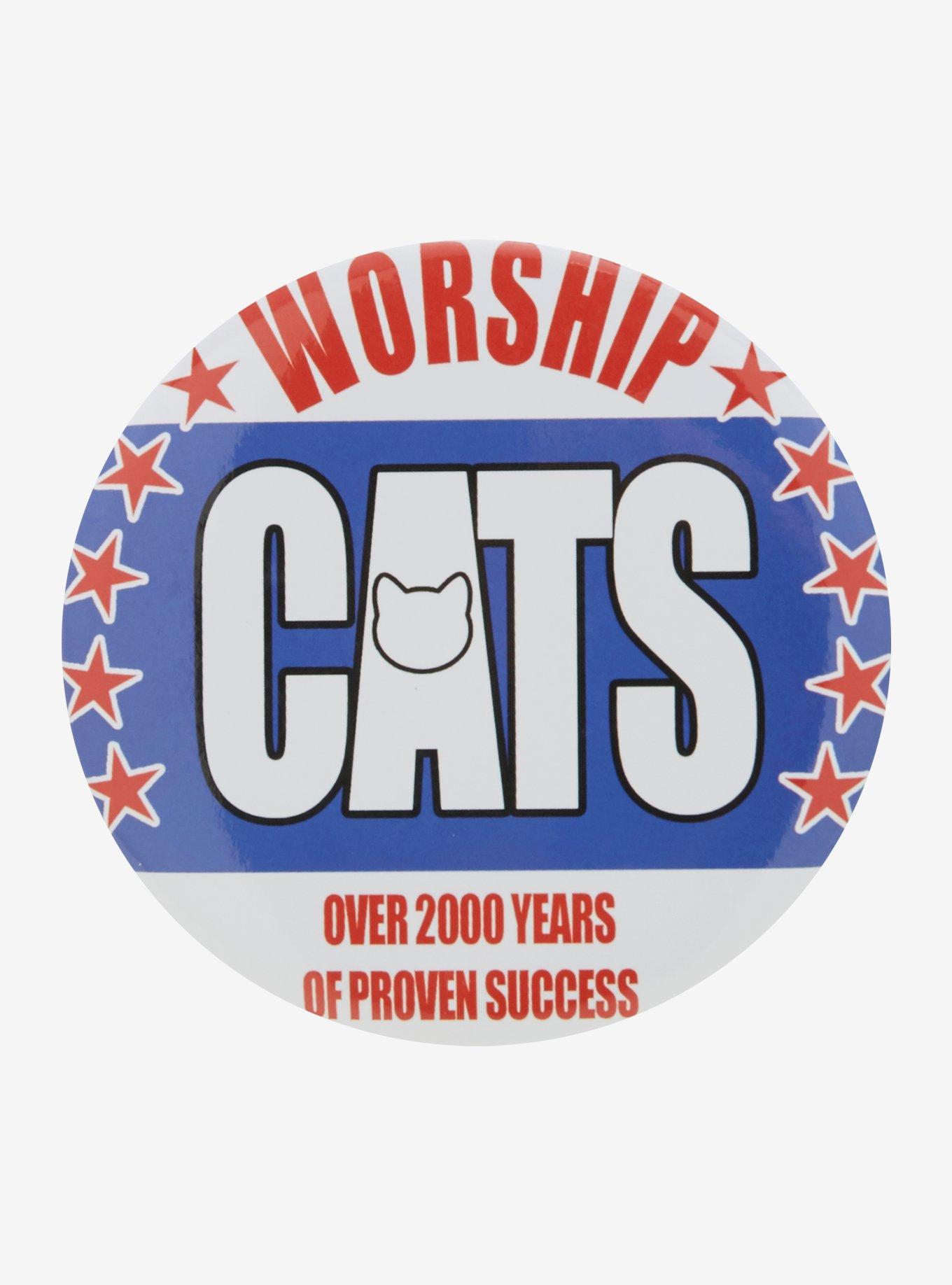 Worship Cats 3 Inch Button, , hi-res