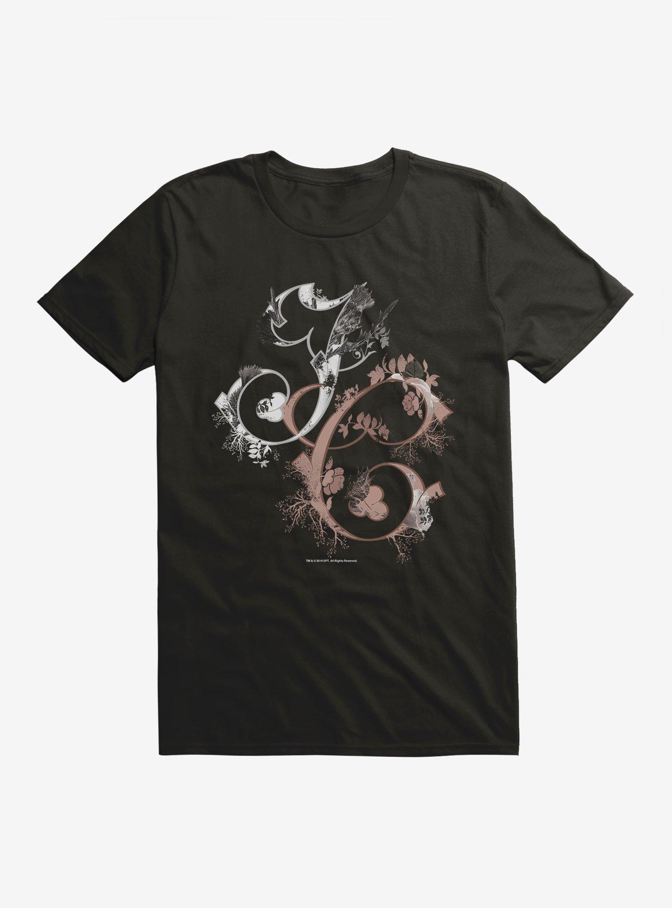 Outlander Jamie and Claire Initials Typography T-Shirt, BLACK, hi-res