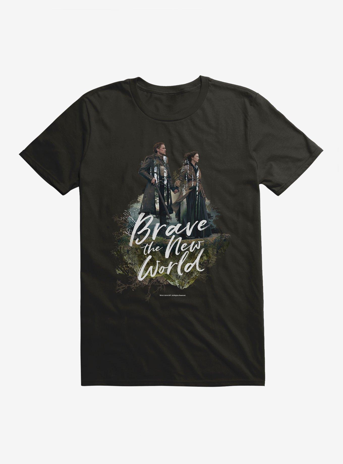 Outlander Jamie Claire Brave New World Poster T-Shirt, BLACK, hi-res