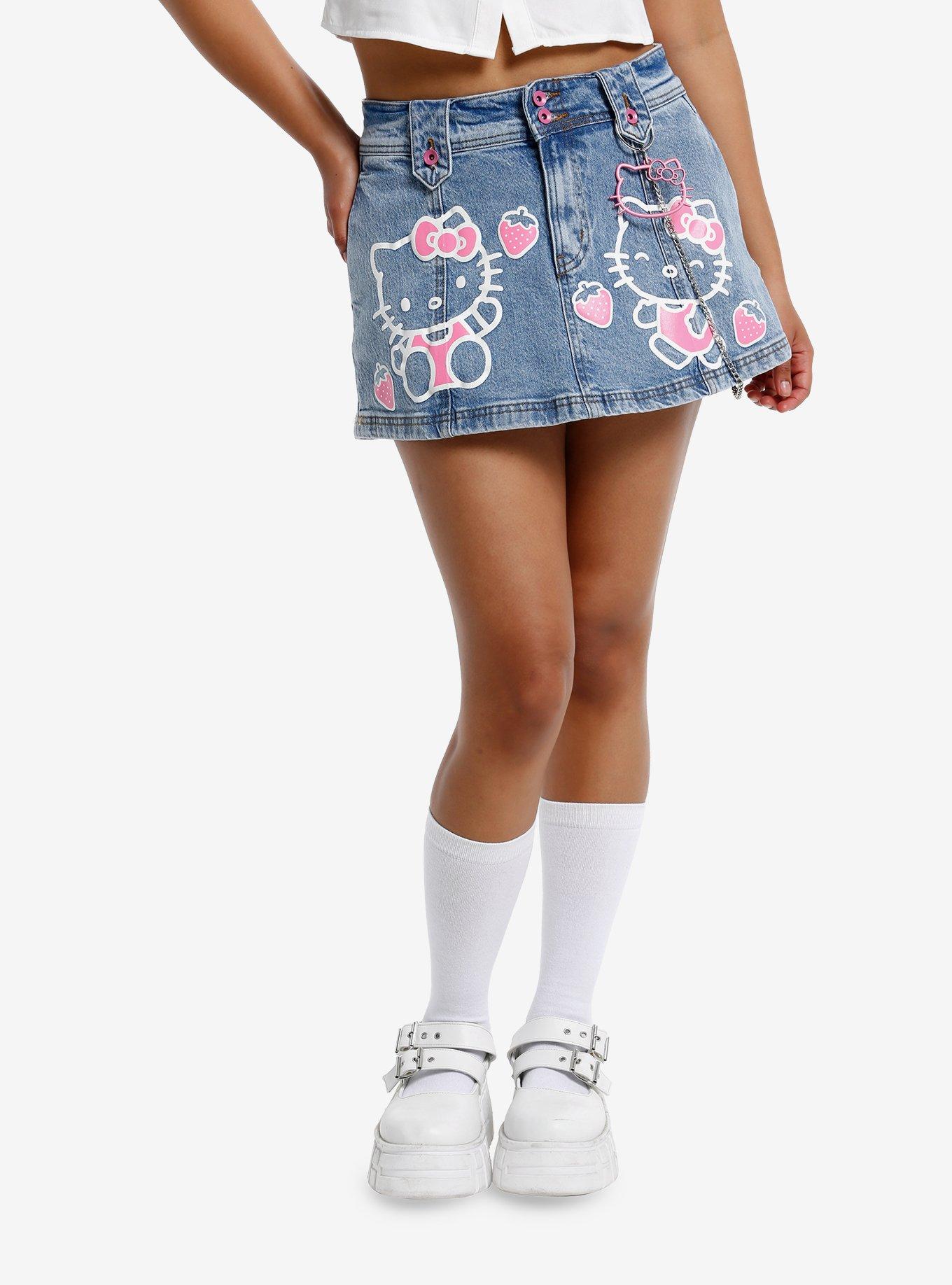 【新品】希少JUVENILE DELINQUENT HELLO KITTYデニム Vintage Y2K Sanrio Hello Kitty Denim Embroidered Mini Jean