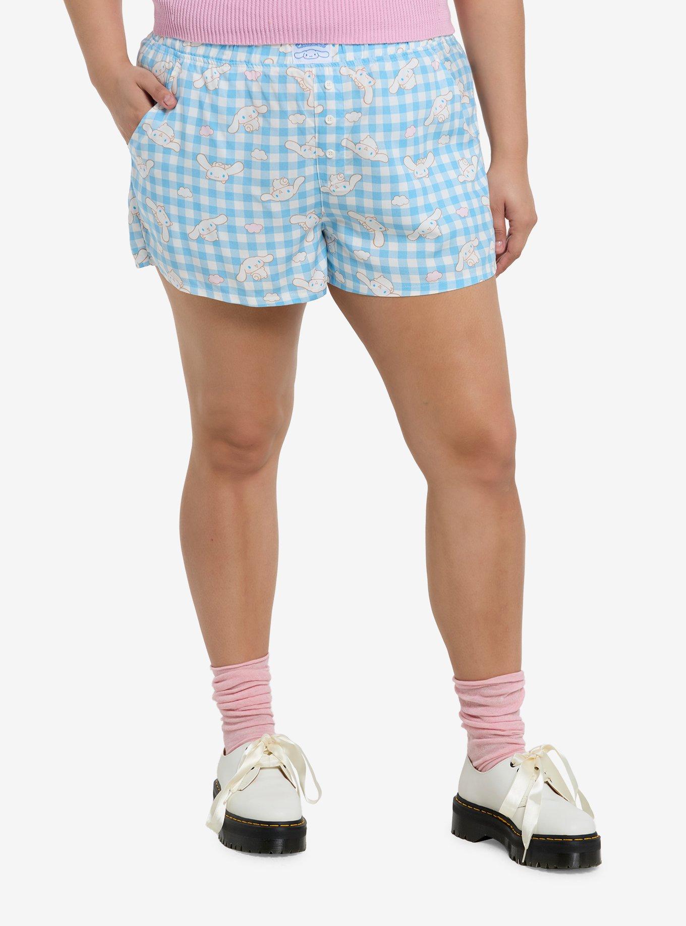 Cinnamoroll Gingham Girls Boxer Shorts Plus Size, , hi-res