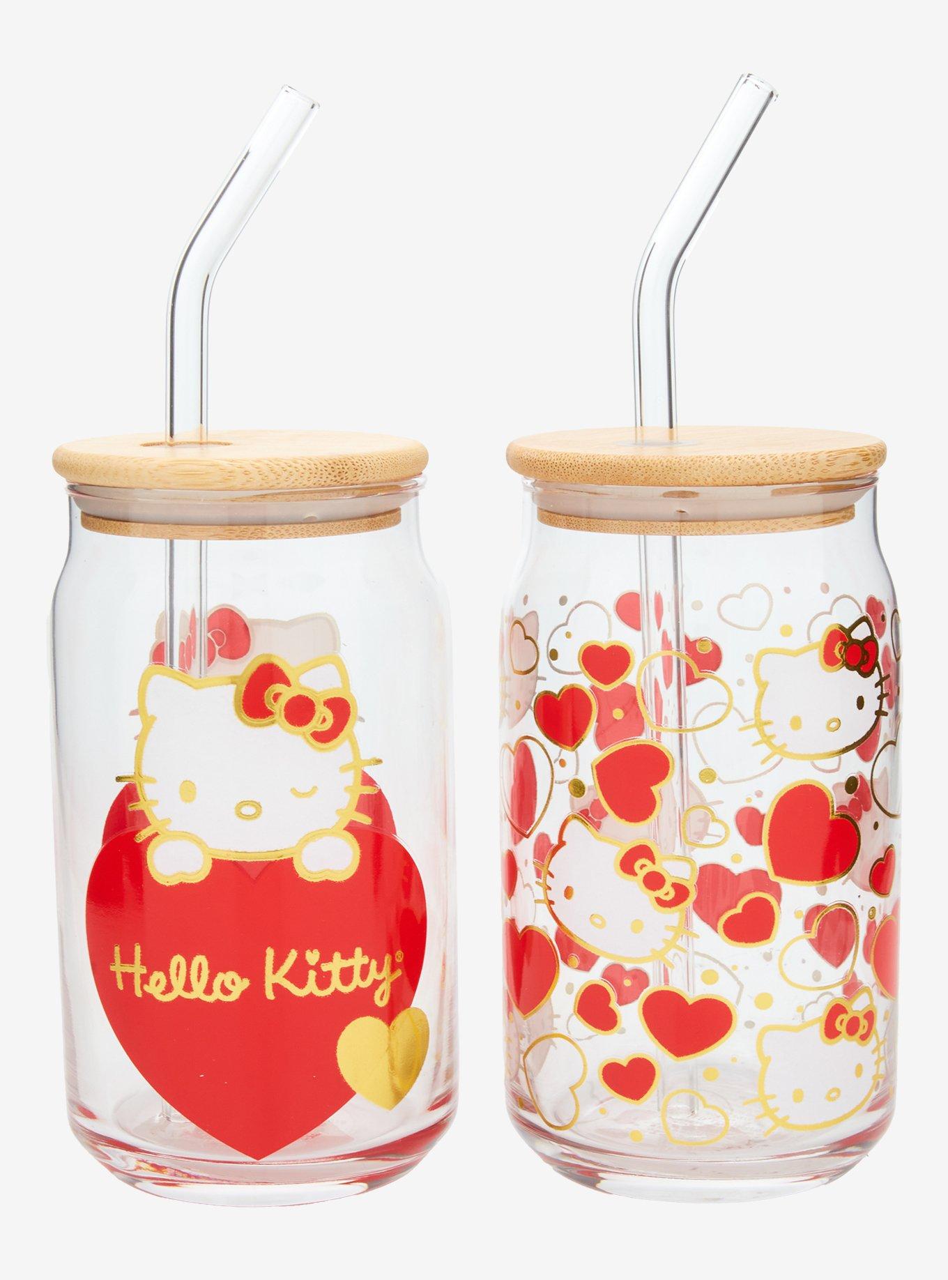 Hello Kitty Heart Glass Cup Set, , hi-res