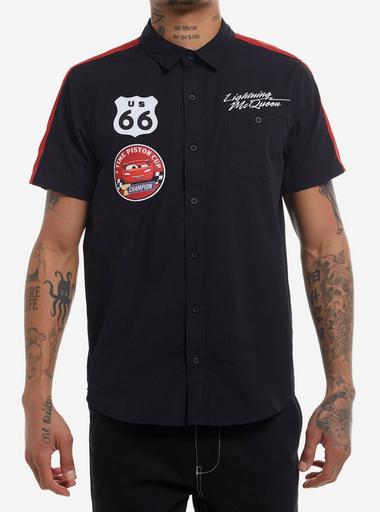 Disney Pixar Cars Lightning McQueen Mechanic Woven Button-Up Hot