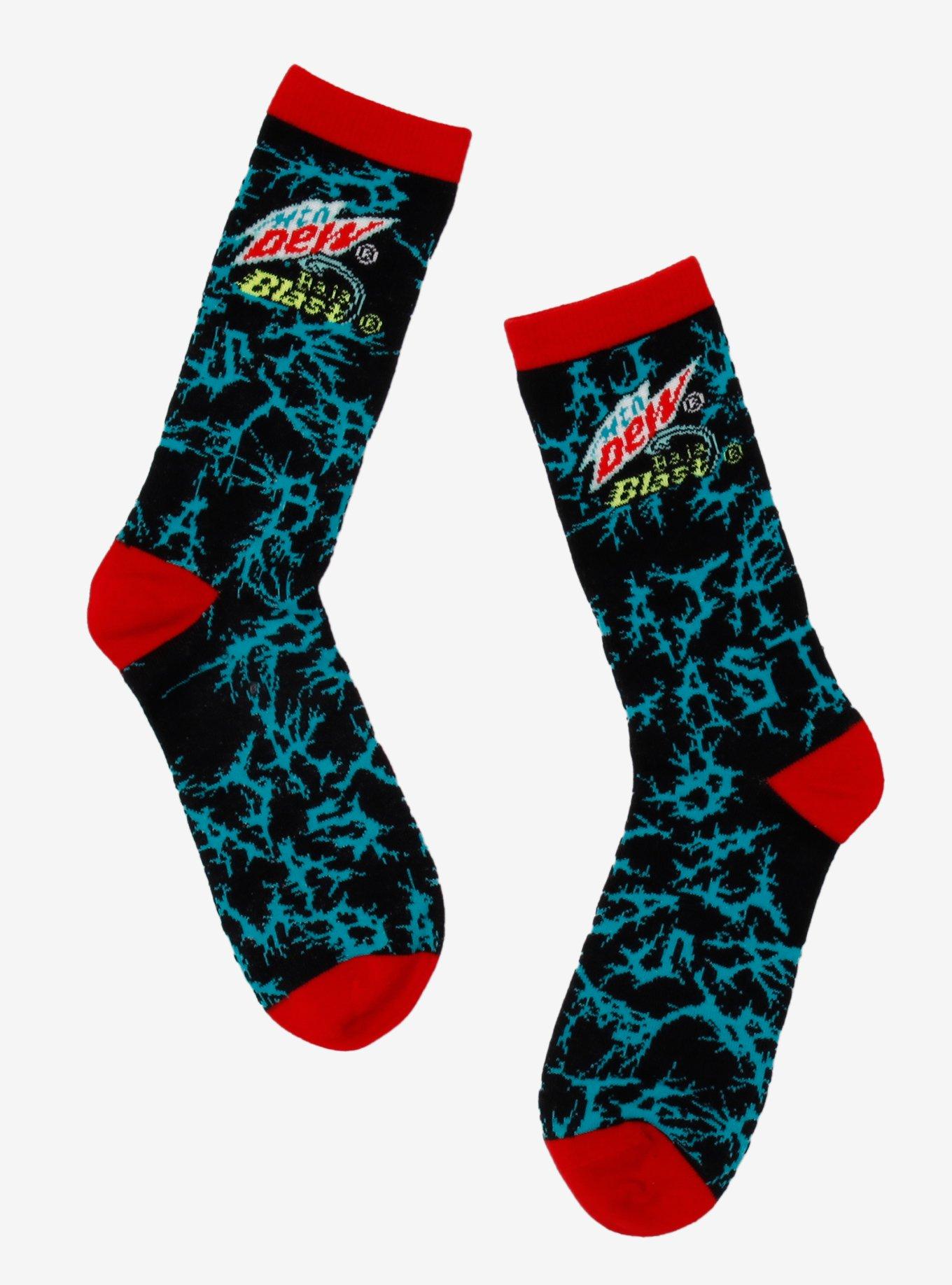 Mountain Dew Baja Blast Glow-In-The-Dark Crew Socks 