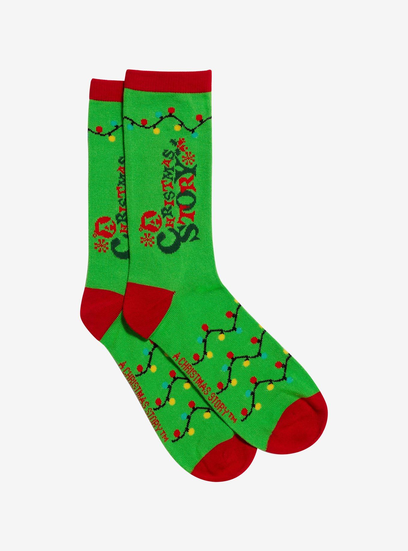 A Christmas Story Logo Christmas Lights Crew Socks, , hi-res