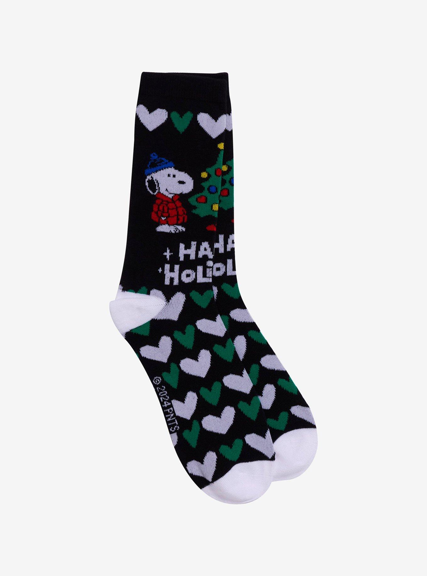 Peanuts Snoopy Woodstock Happy Holiday Crew Socks, , hi-res