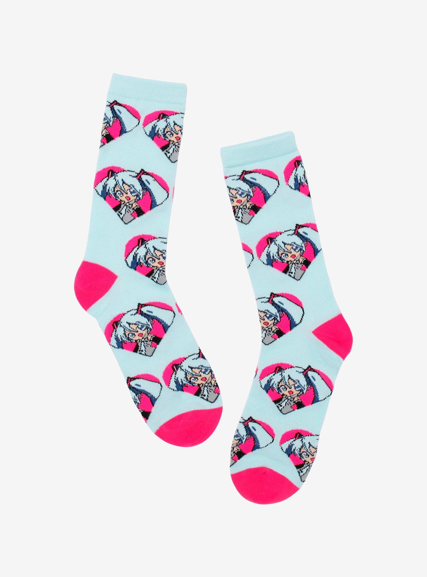 Hatsune Miku Chibi Heart Crew Socks, , hi-res