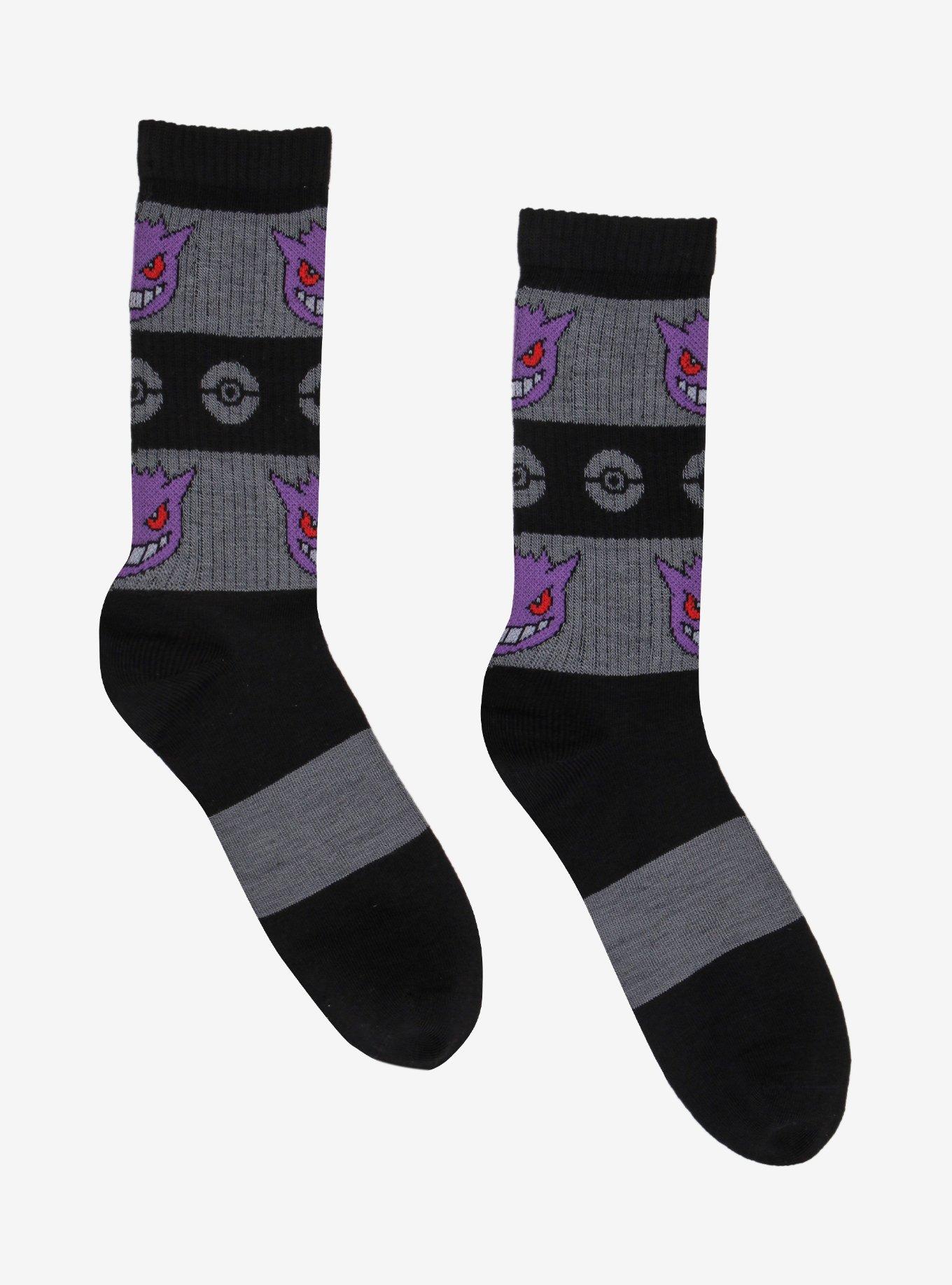 Pokemon Gengar Poke Ball Stripe Crew Socks, , hi-res