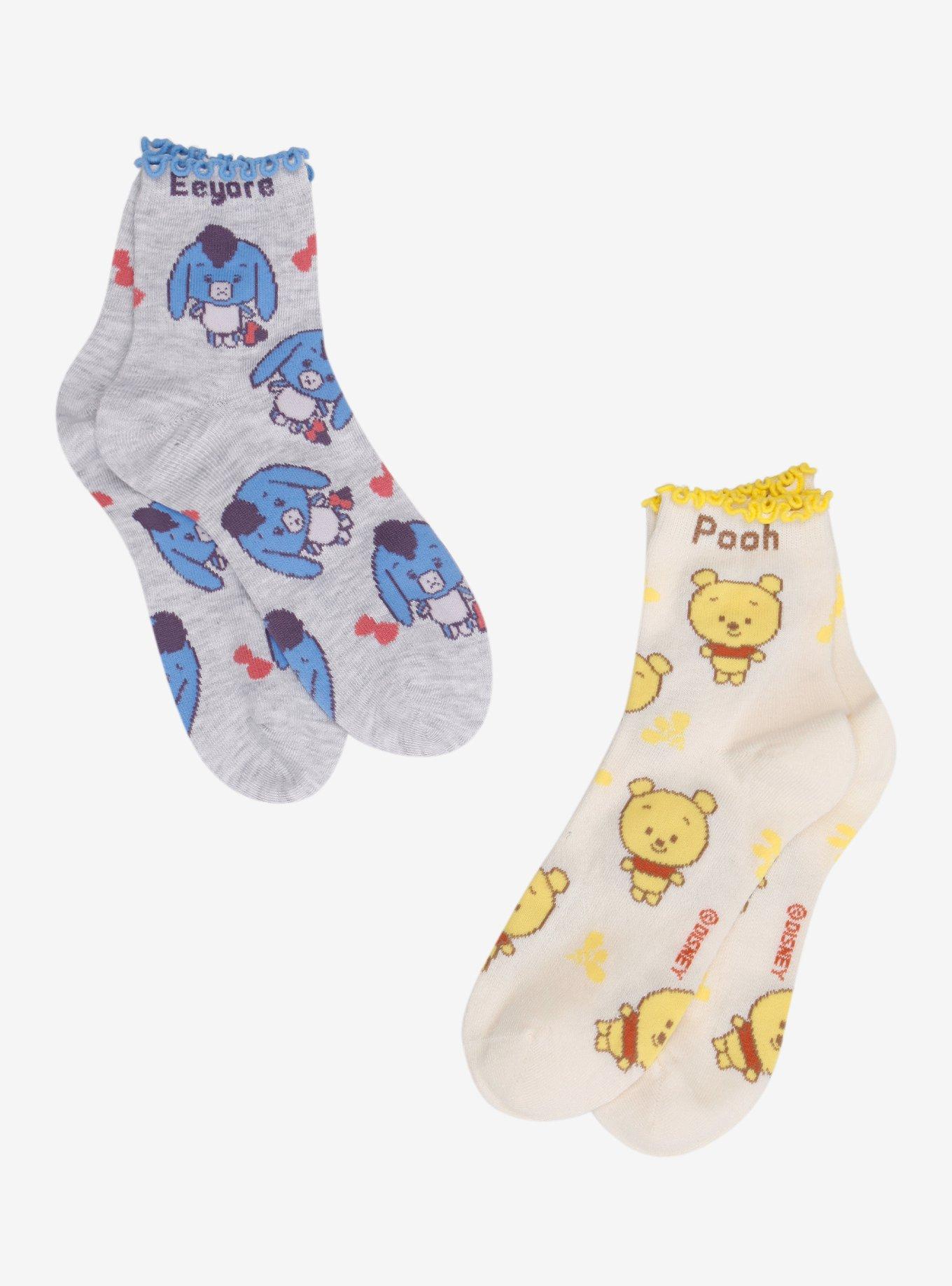 Disney Winnie The Pooh Eeyore & Pooh Chibi Ankle Socks, , hi-res