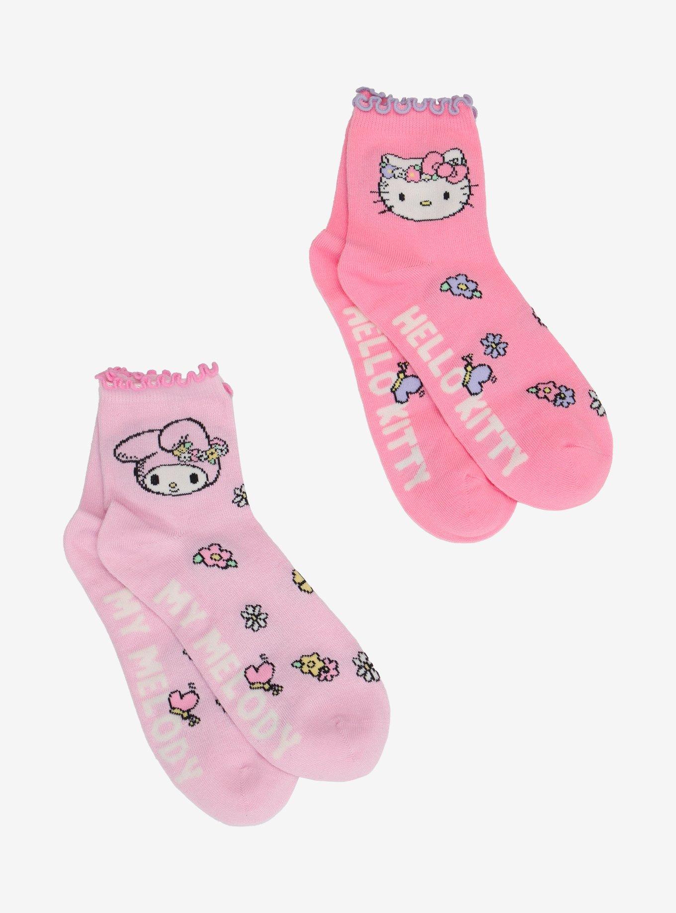 Hello Kitty & My Melody Flower Ankle Socks 2 Pair, , hi-res