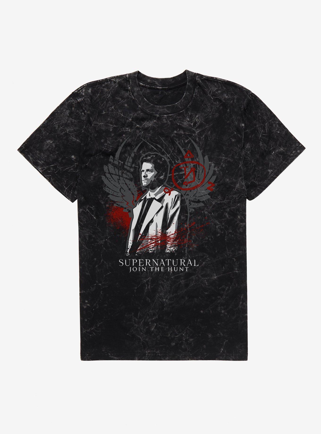 Supernatural Castiel Mineral Wash T-Shirt, BLACK MINERAL WASH, hi-res