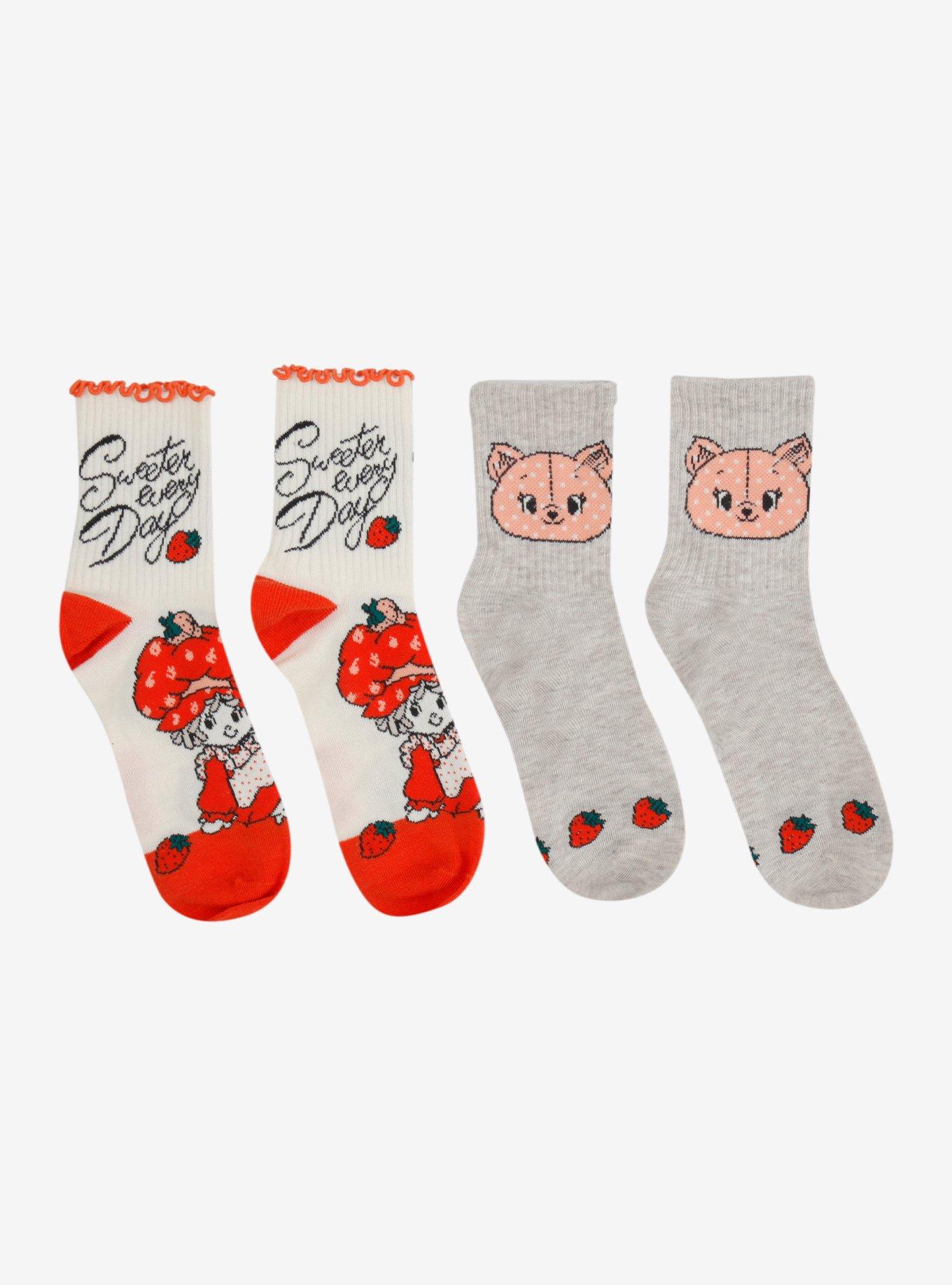 Strawberry Shortcake Custard Sweet Crew Socks 2 Pair, , hi-res