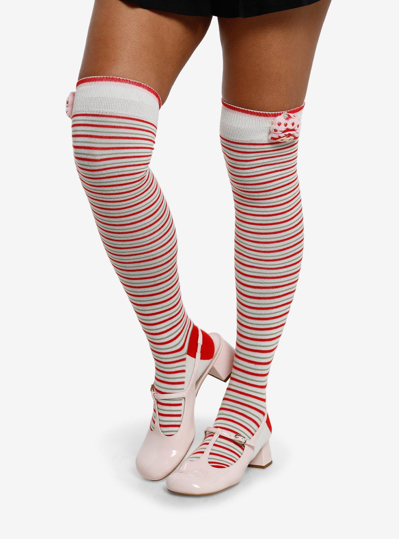 Strawberry Shortcake Stripe Plush Over-The-Knee Socks, , hi-res