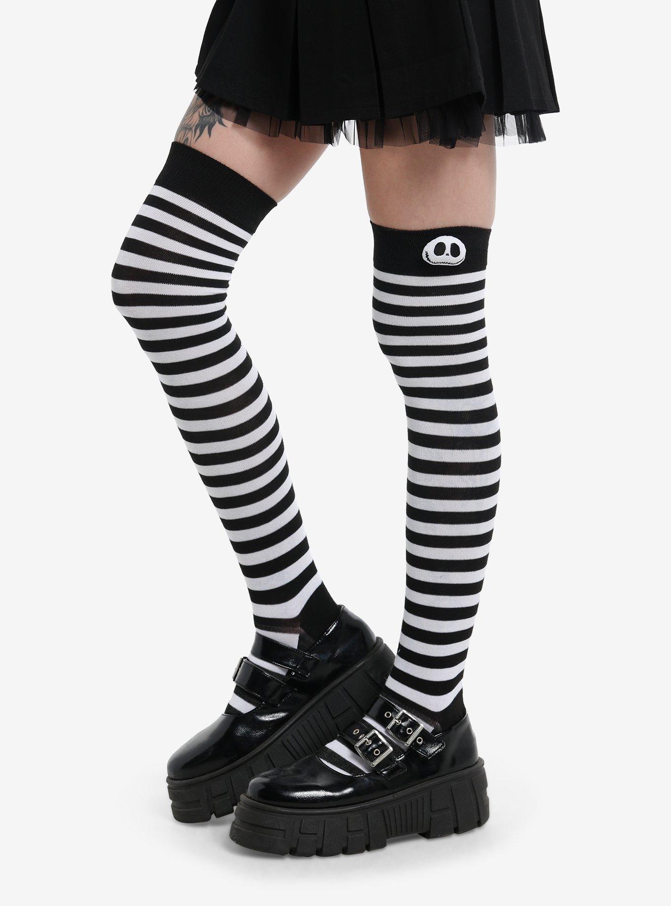 The Nightmare Before Christmas Jack Stripe Plush Knee-High Socks