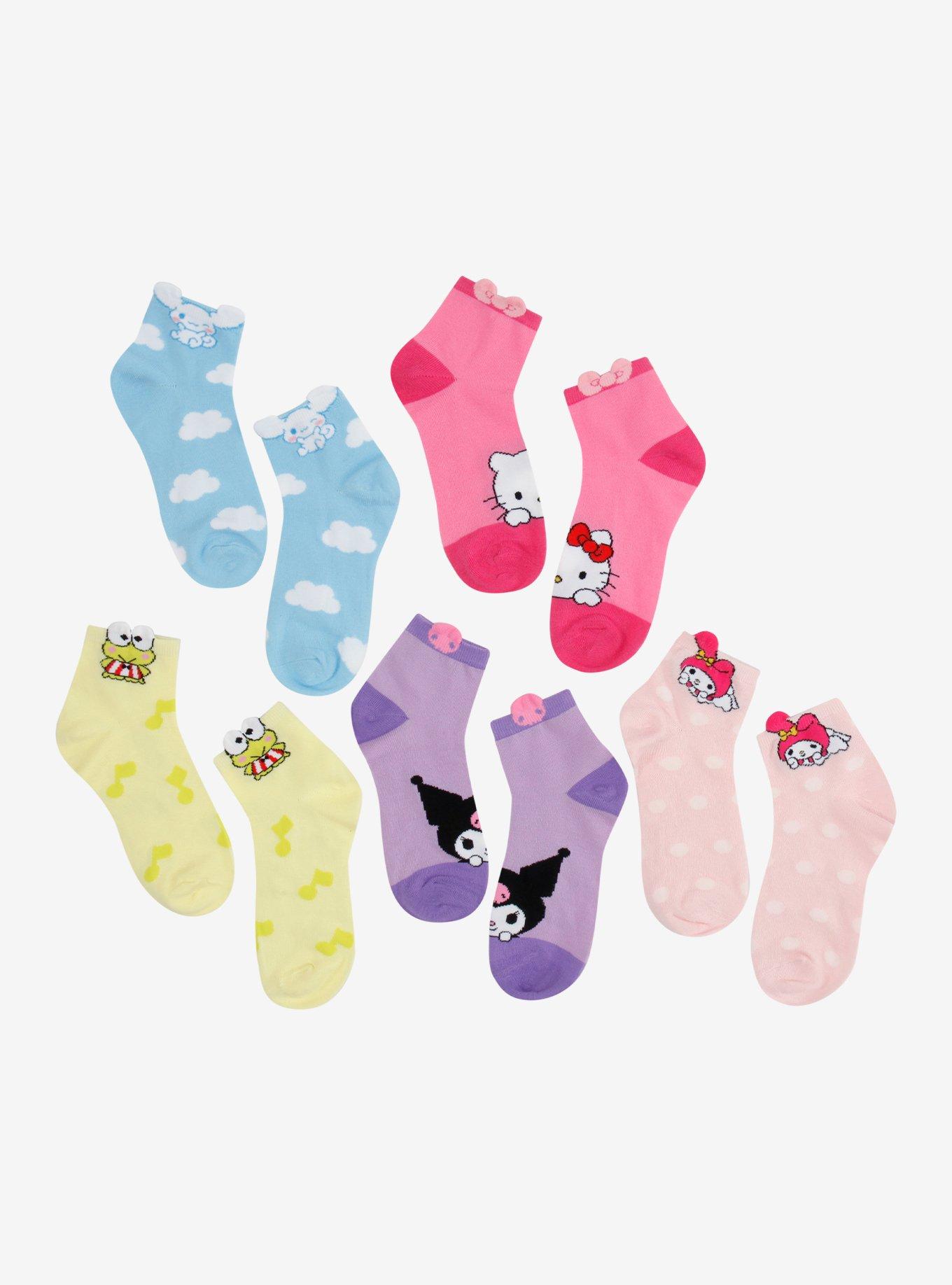 Hello Kitty And Friends Peeking Detail Ankle Socks 5 Pair, , hi-res