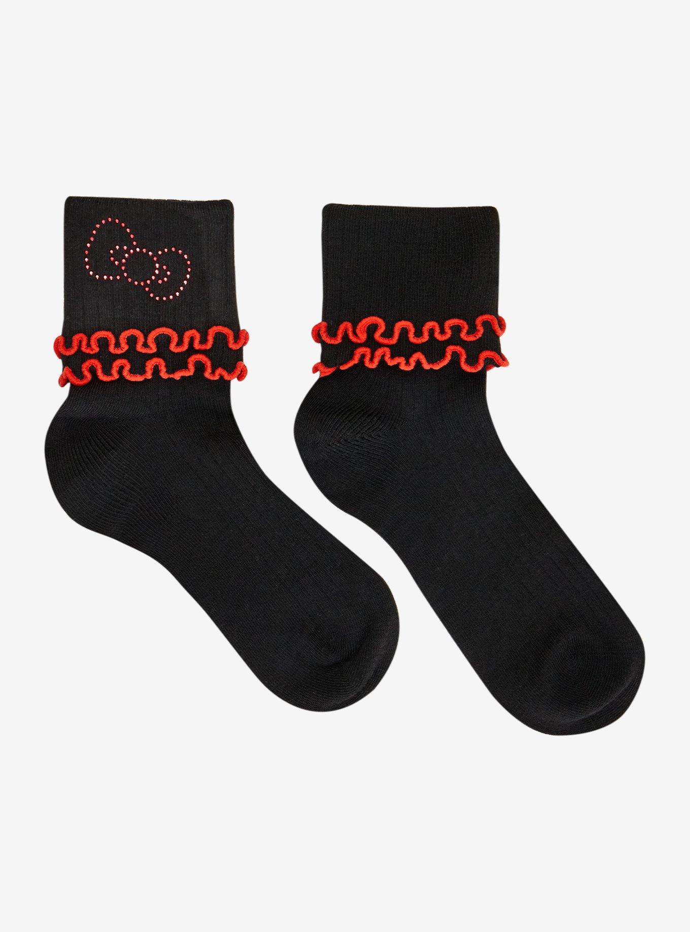 Hello Kitty Bow Rhinestone Ankle Socks, , hi-res