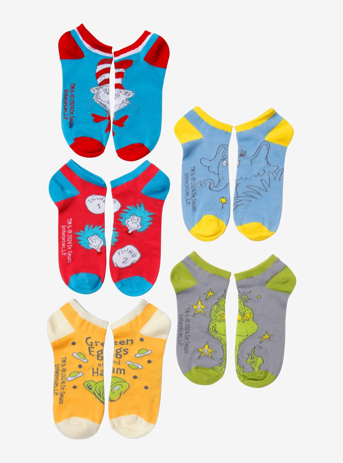 Dr. Seuss Stories No-Show Socks 5 Pair, , hi-res